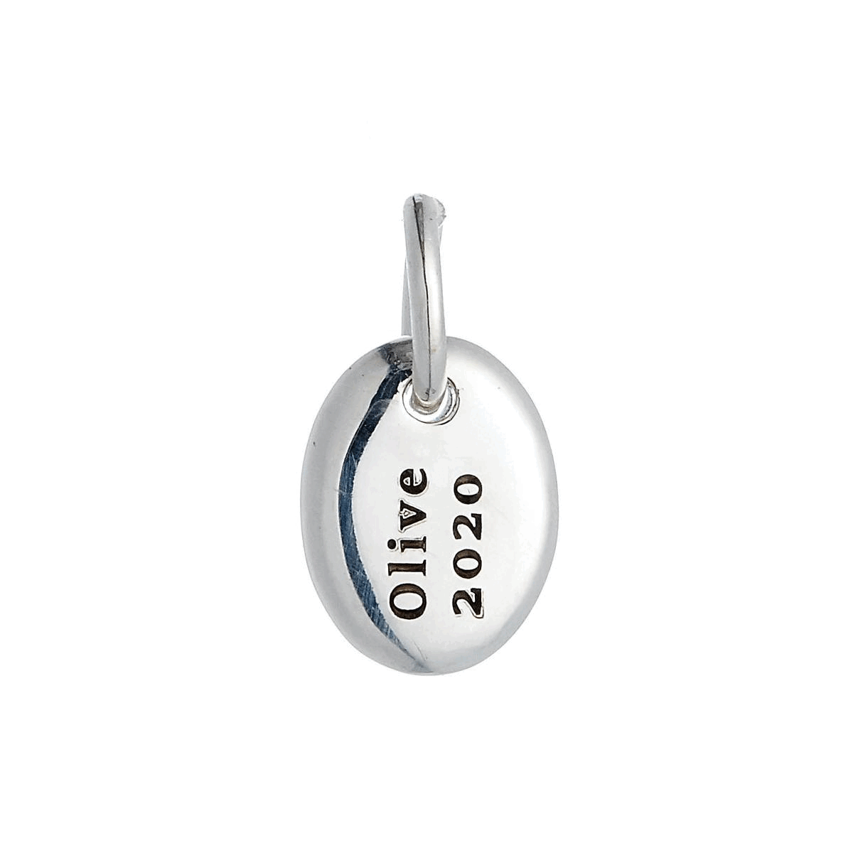 silver engraved oval pebble charm scarlett jewellery hove