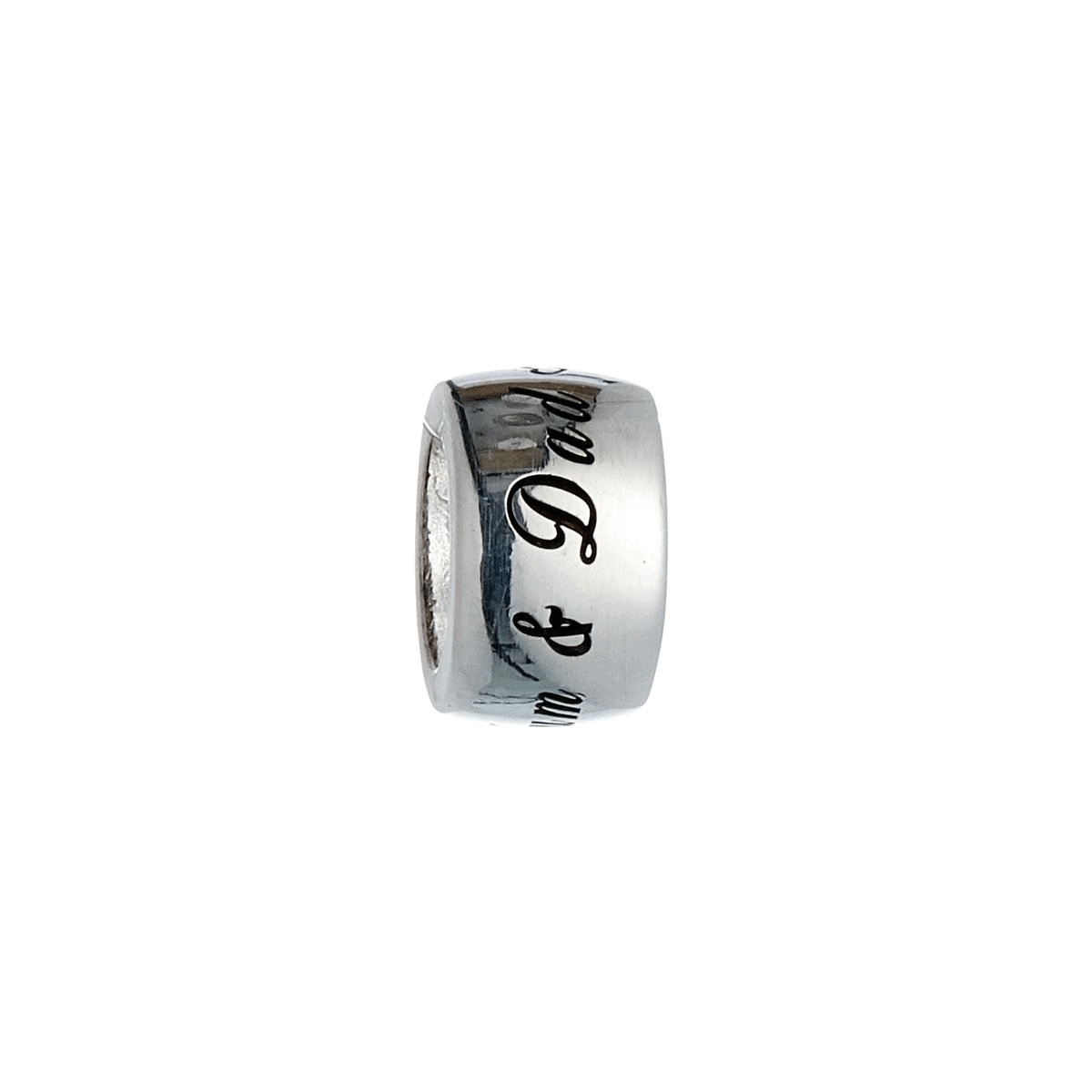 silver personalised charm bead custom engraved fits pandora style