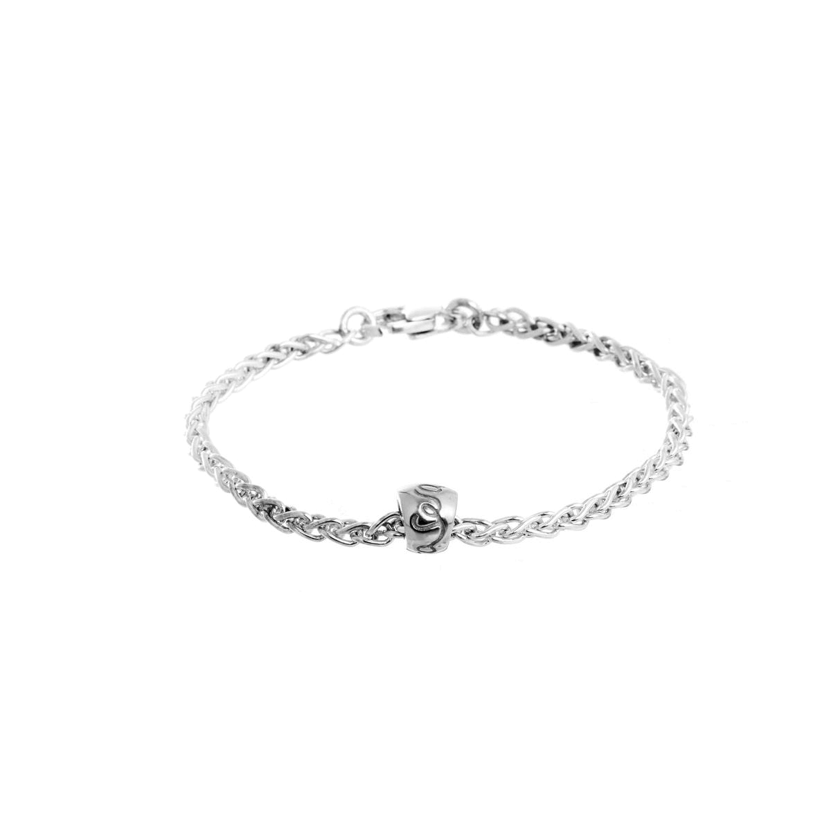 solid silver que sera worry bead bracelet