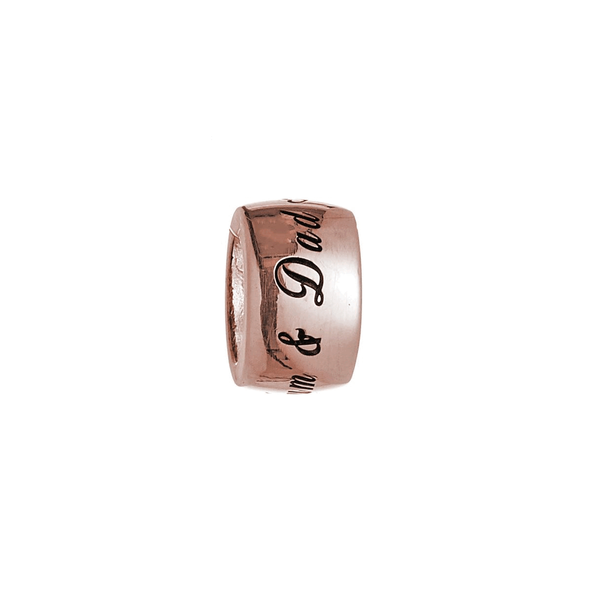 personalised solid rose gold charm fits pandora style bracelets