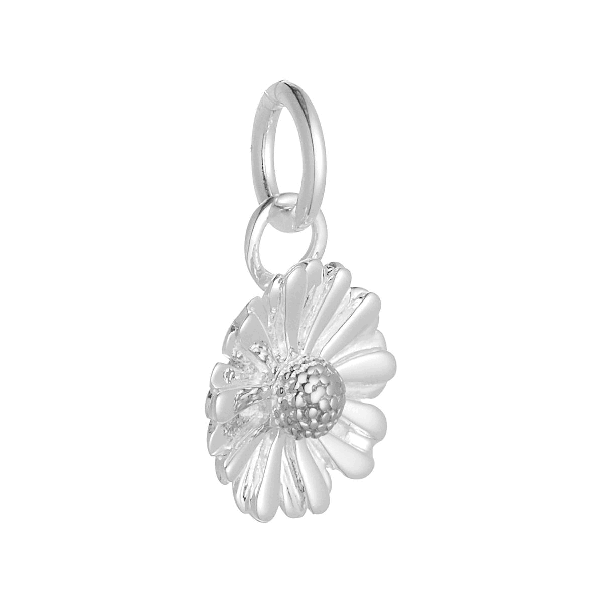 solid silver daisy flower charm for a necklace or bracelet