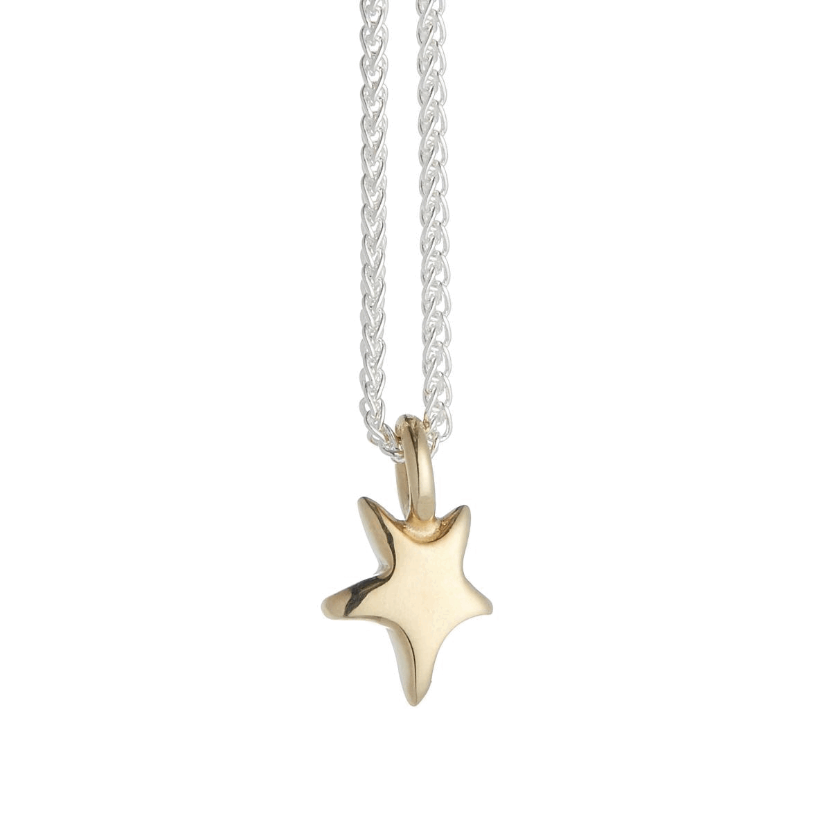 silver and solid gold star pendant stardust from scarlett jewellery