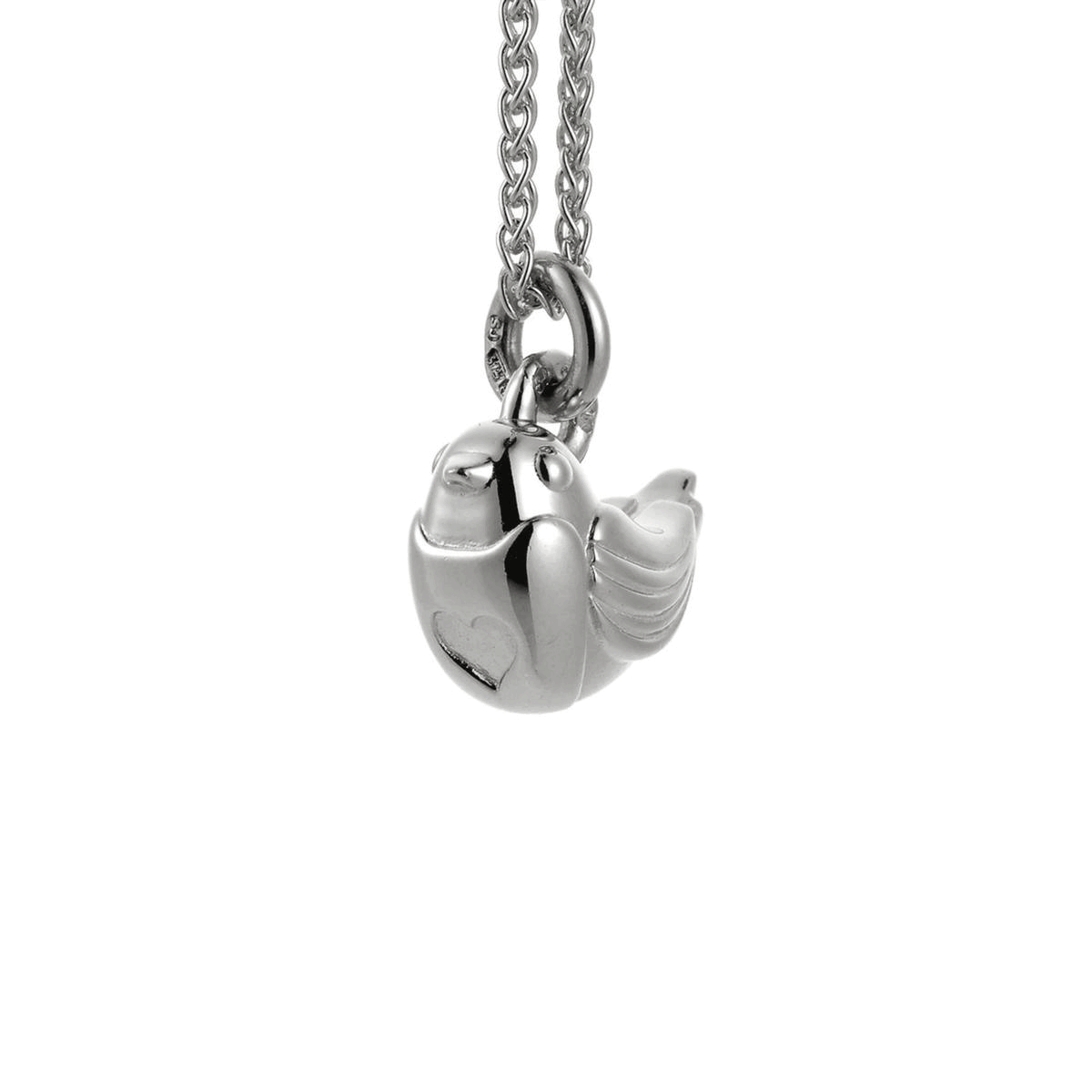 silver robin bird necklace with heart christmas themed necklace