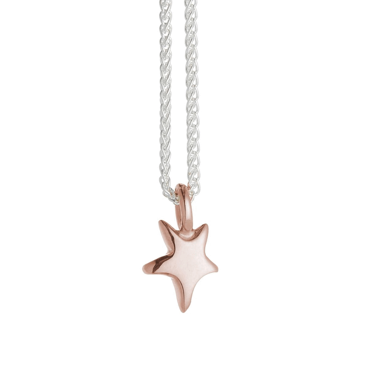 silver and solid rose gold stardust necklace scarlett jewellery