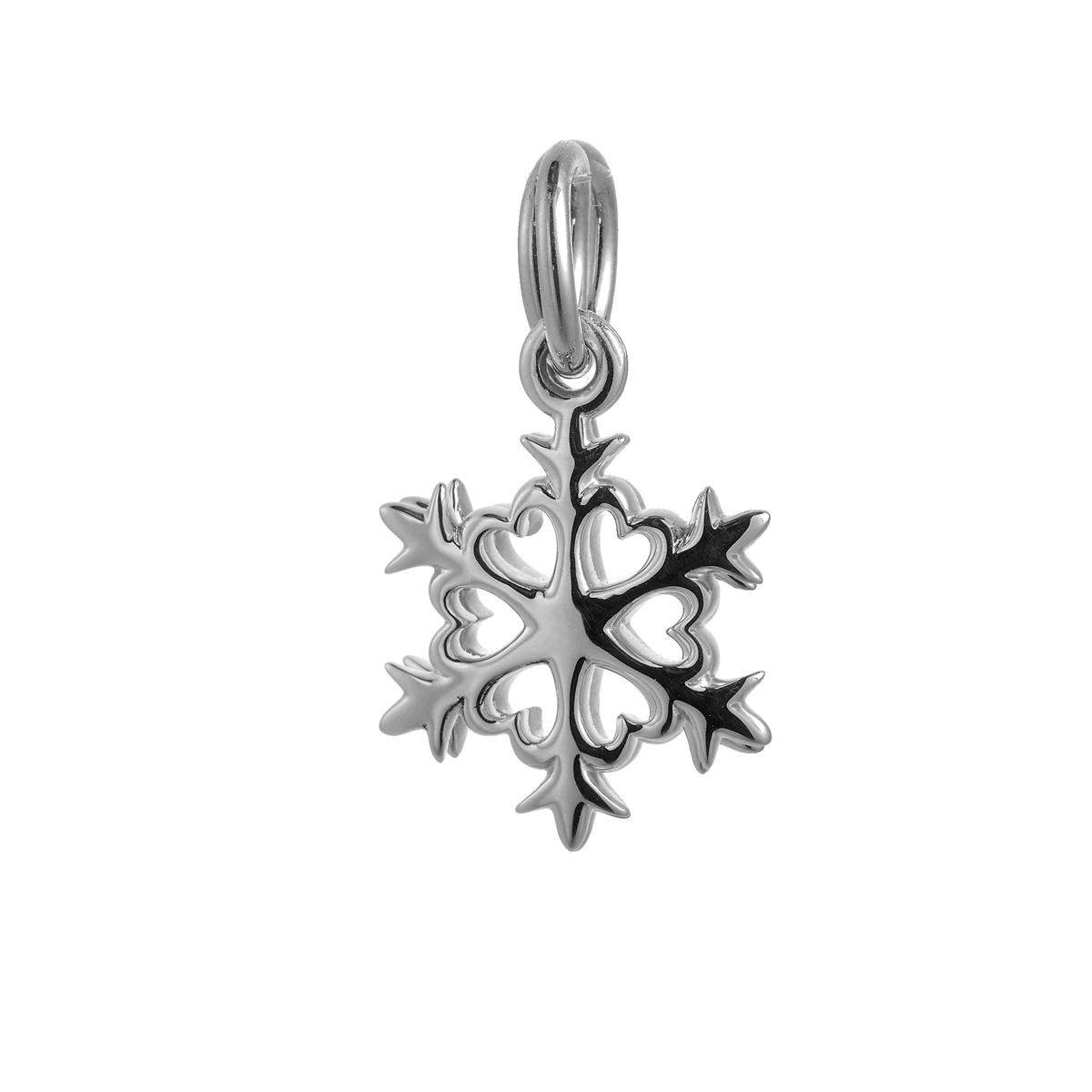 silver snowflake charm with hearts inside for bracelet or necklace