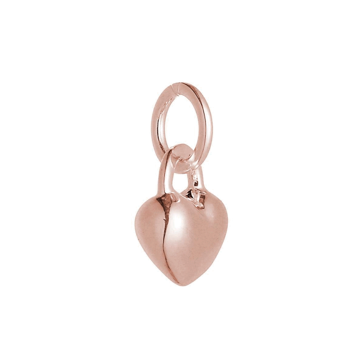 solid rose gold heart charm for pendant or bracelet