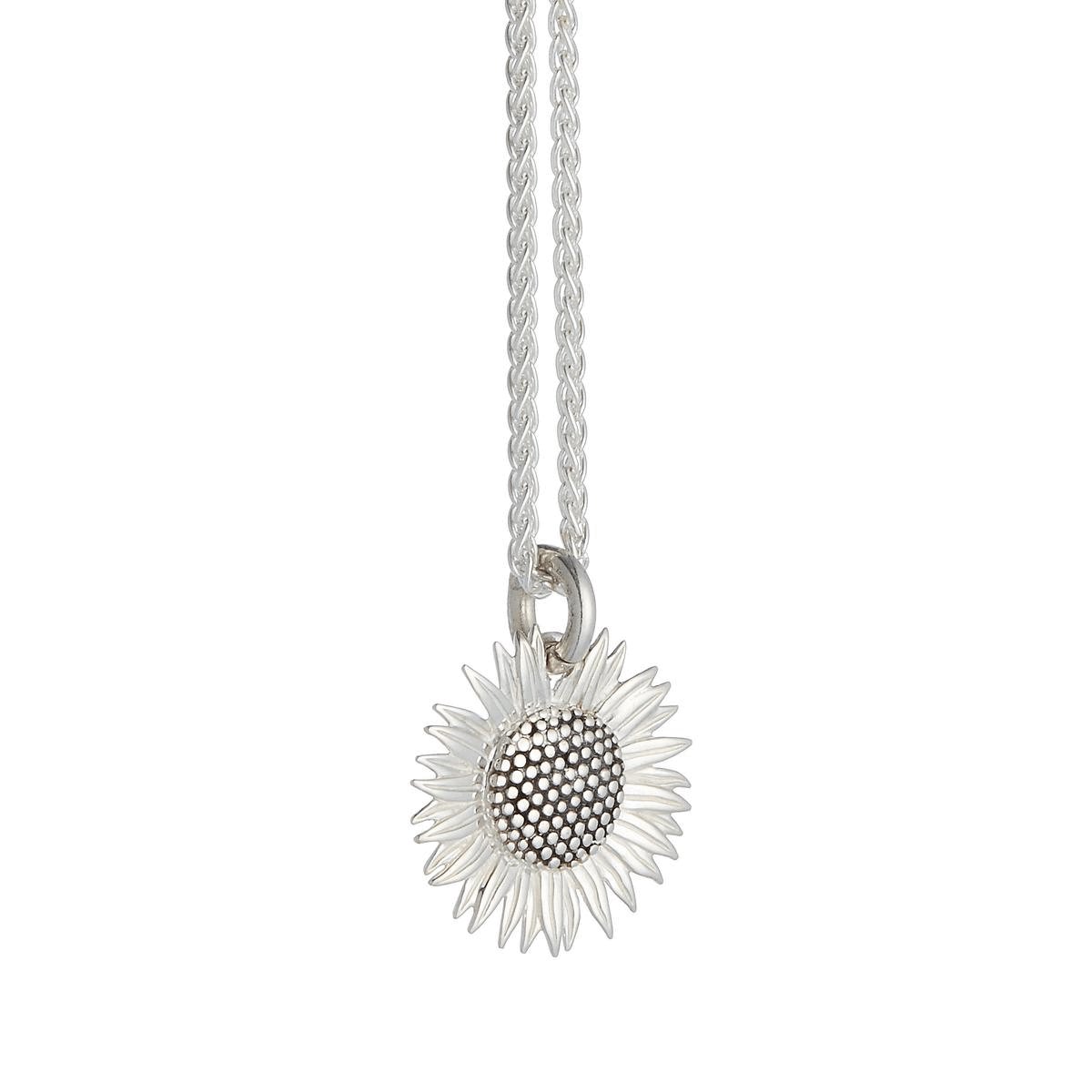 sunflower silver charm necklace