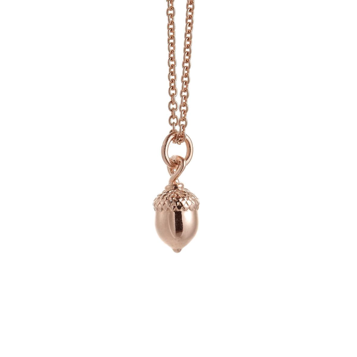 solid rose gold tiny acorn necklace