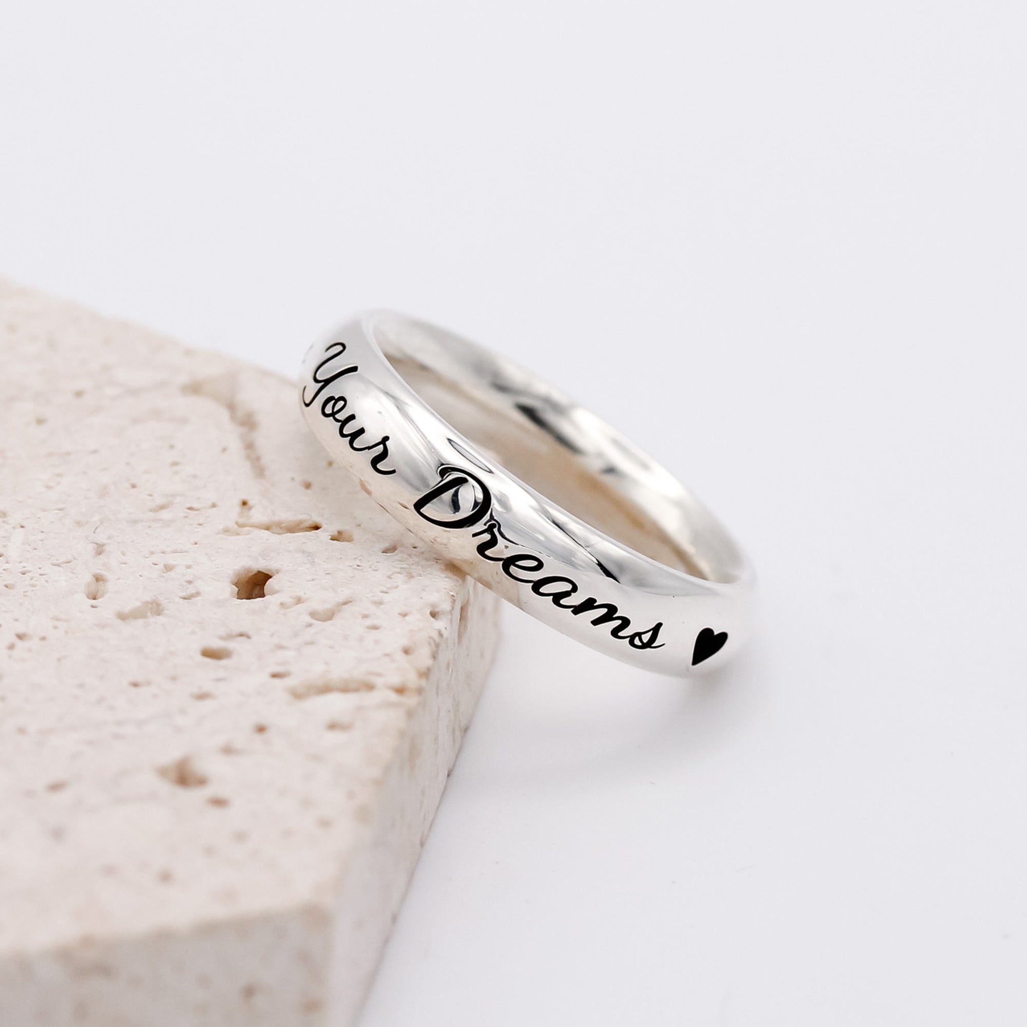 5mm wide personalised sterling silver ring