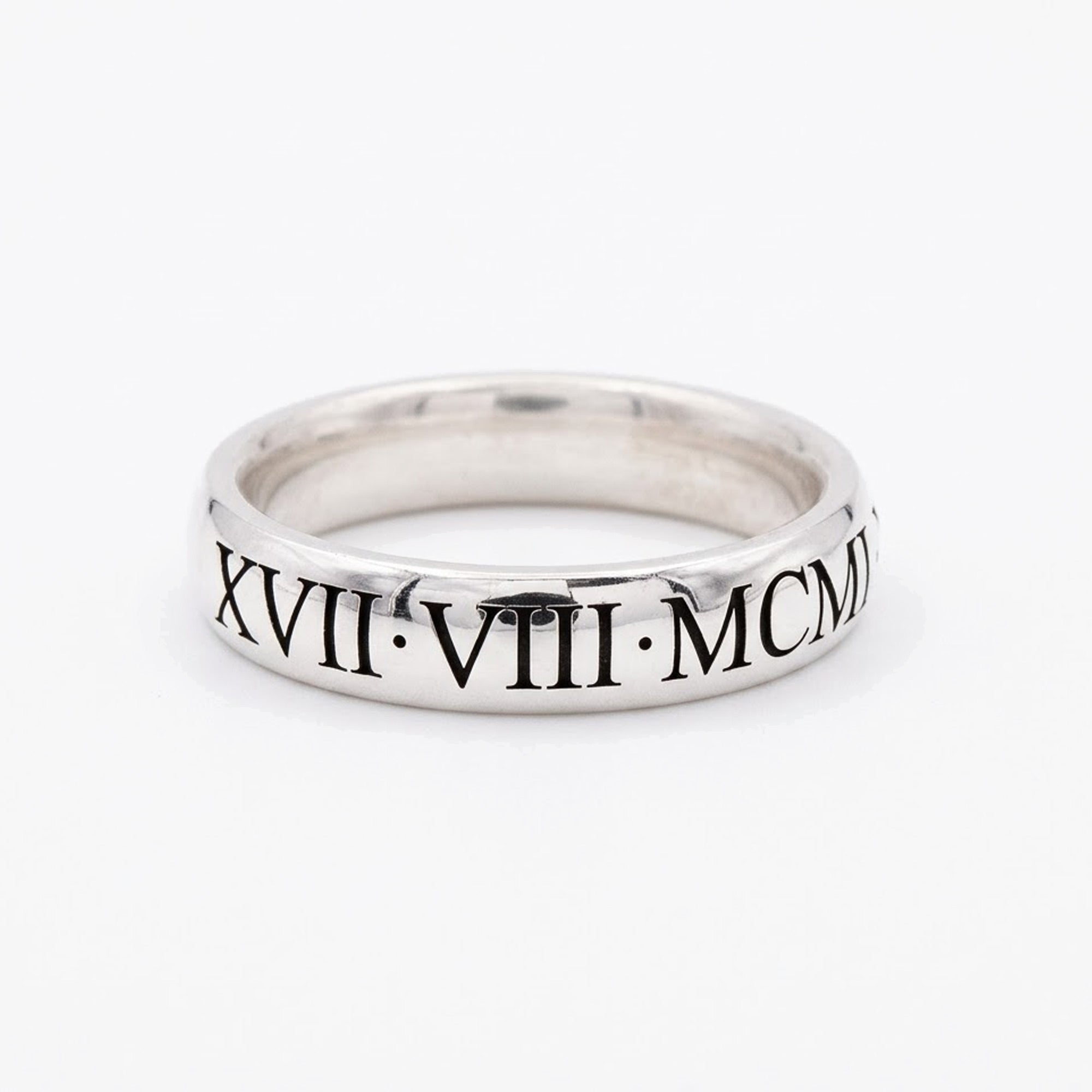 Roman Numerals 5mm Silver Ring – Scarlett Jewellery