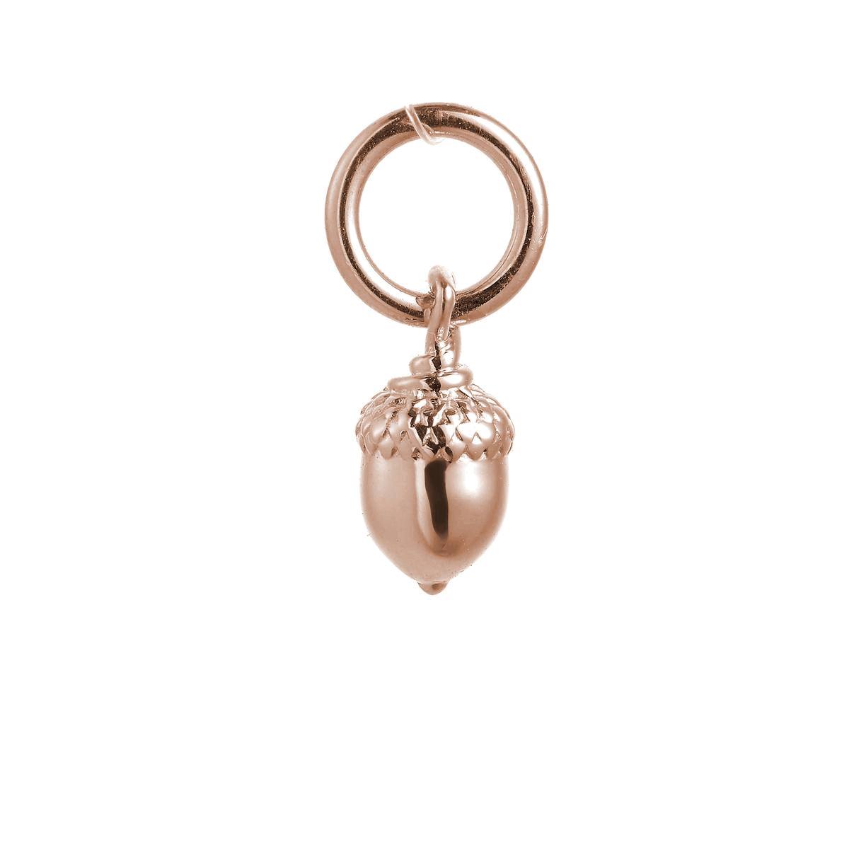 solid rose gold tiny acorn charm for necklace or bracelet