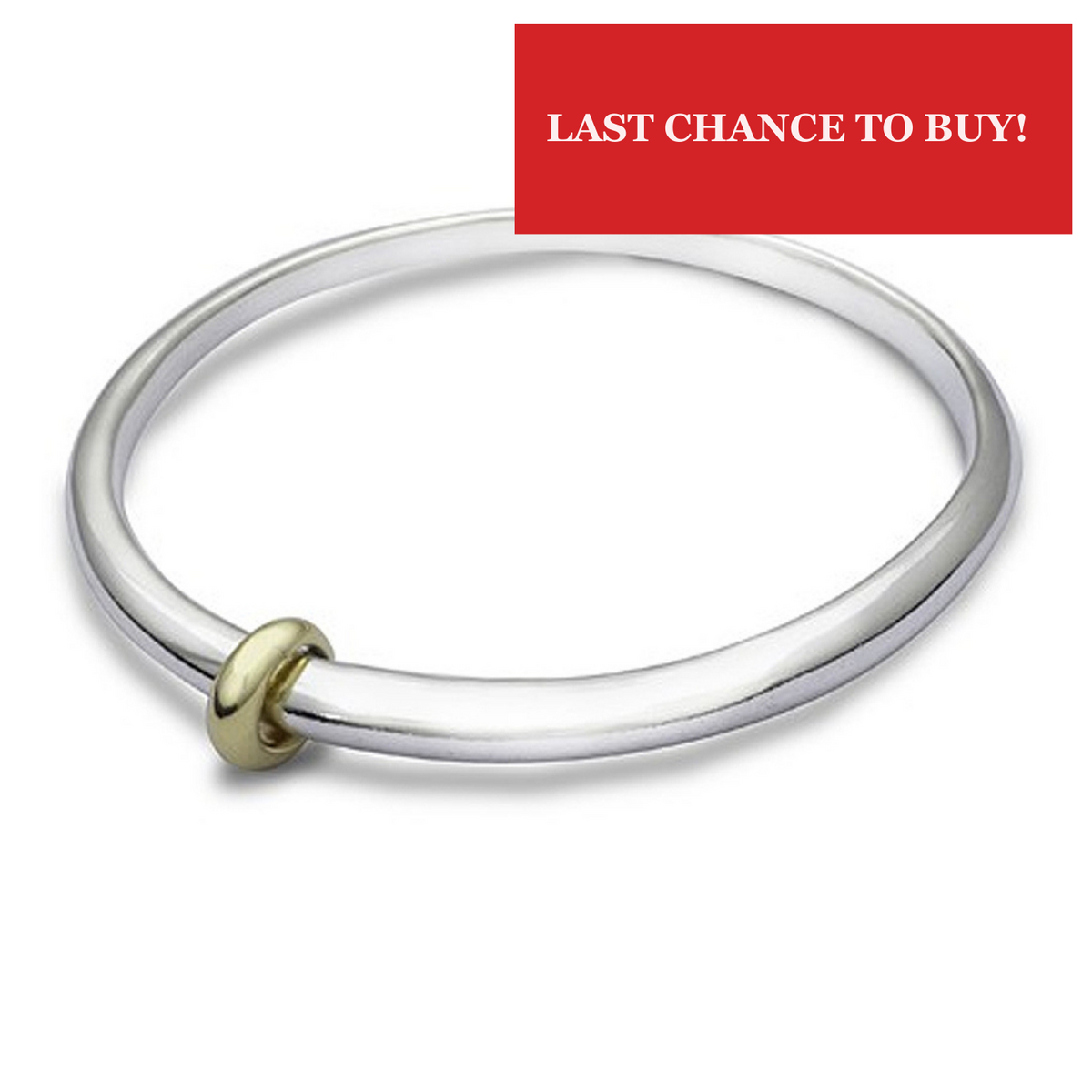 Eclipse Silver Oval Bangle With Gold Loop