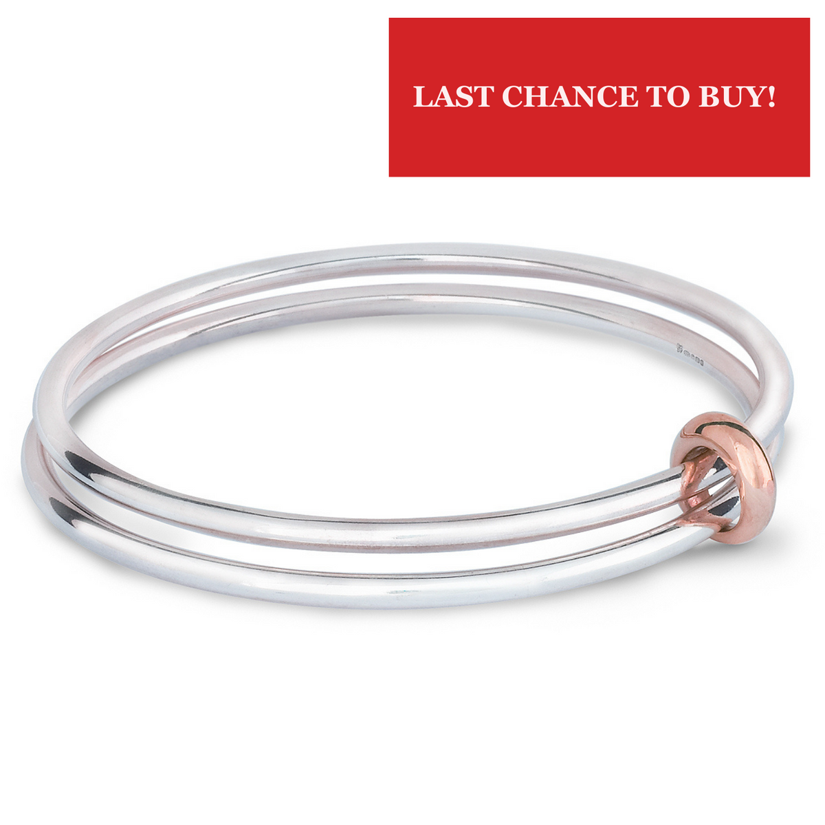 Eclipse Silver &amp; Rose Gold Double Bangle