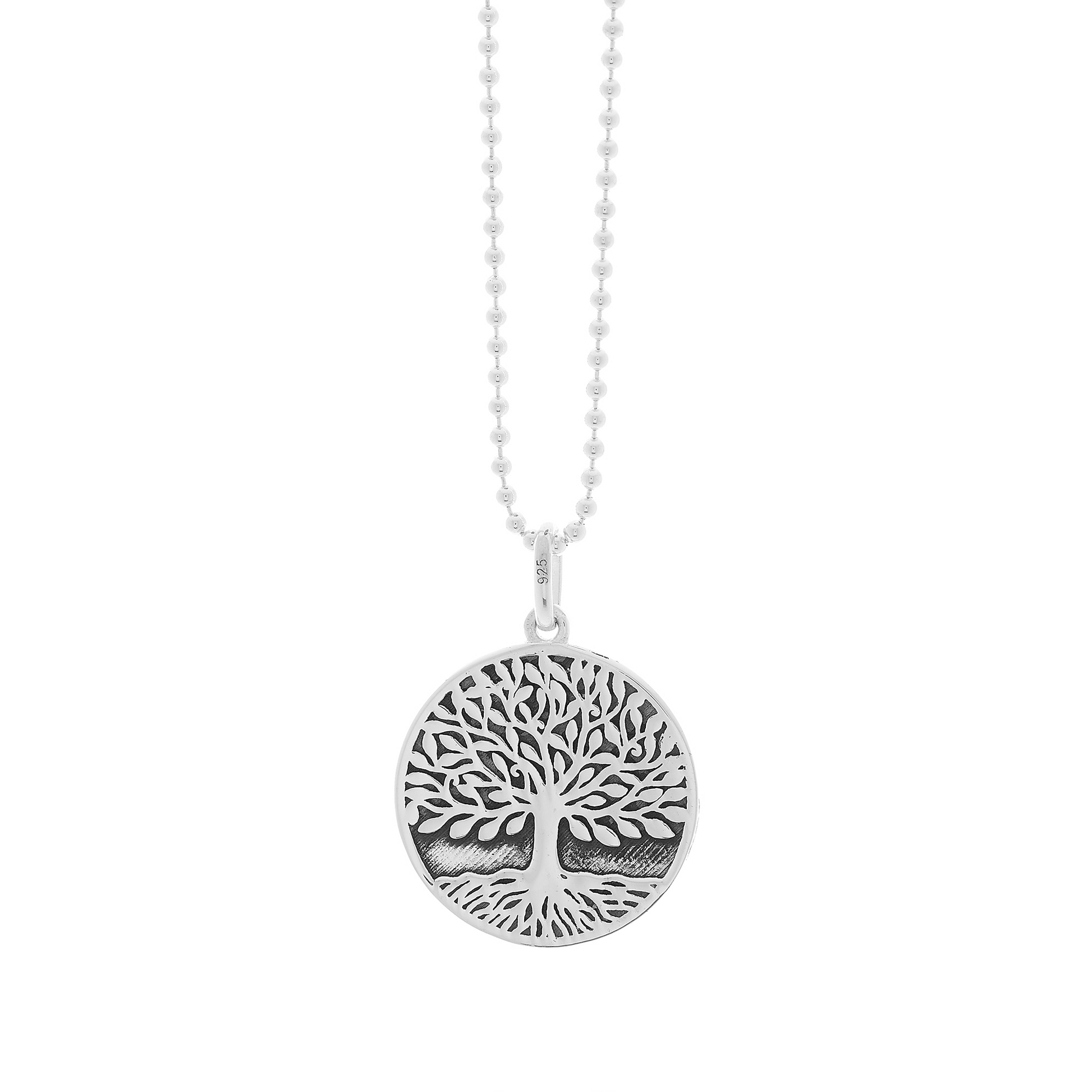 tree of life engraved necklace on ball chain 360