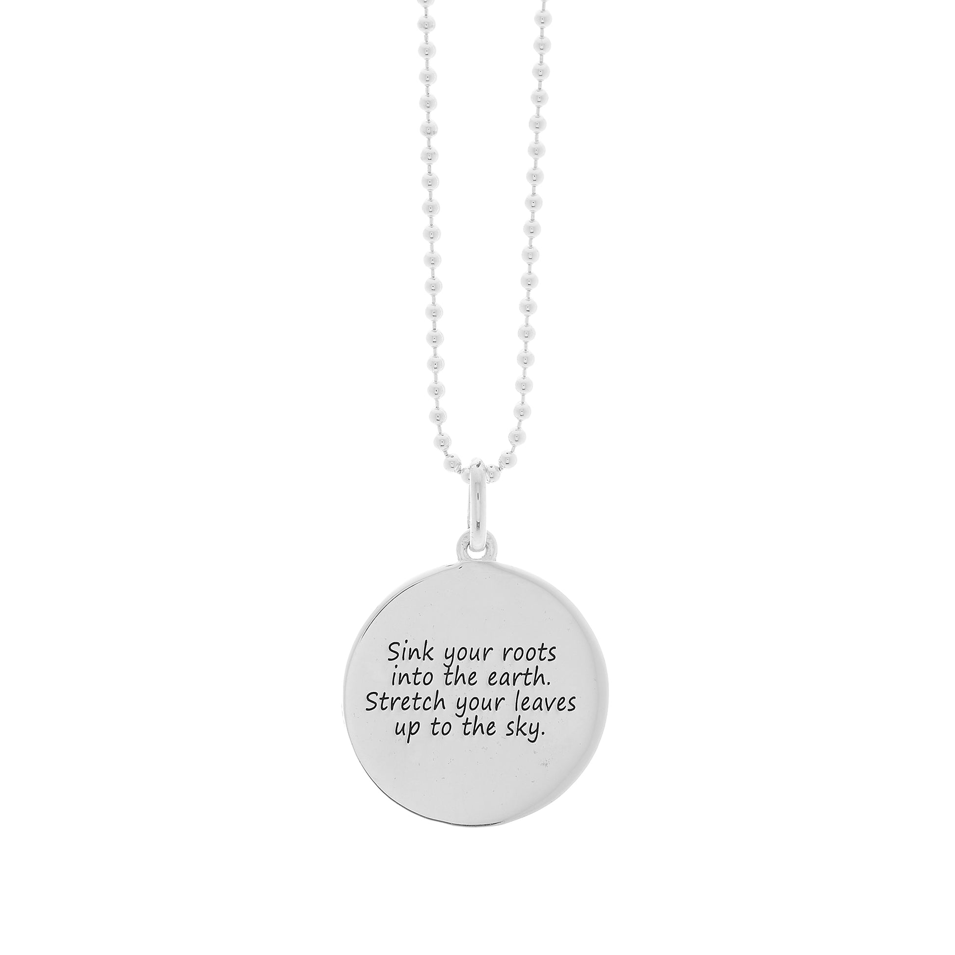 Silver tree of life oxidised pendant Arbor Vitae by Off The Map jewellery engraved back ball chain