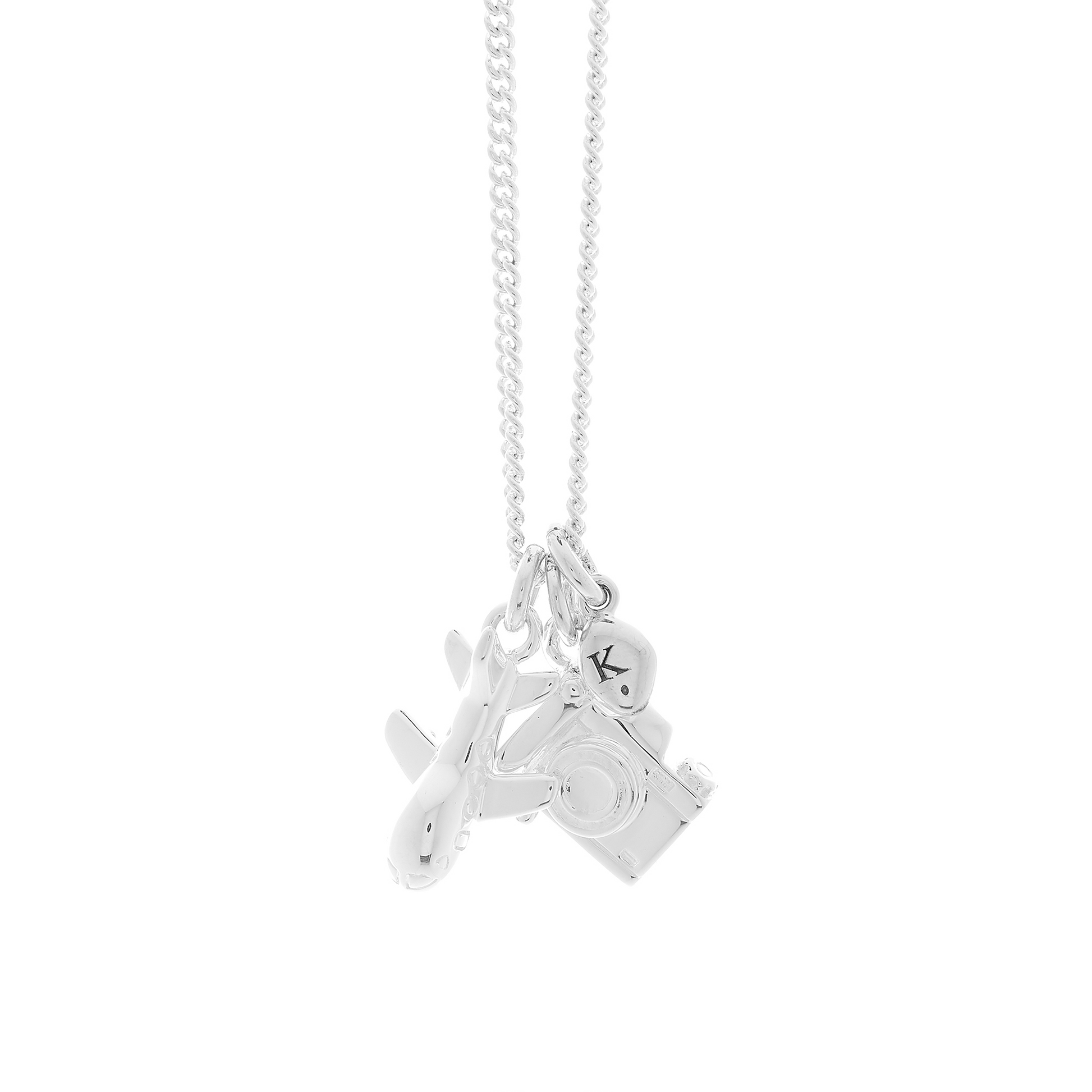 Camera aeroplane and personalised pebble necklace