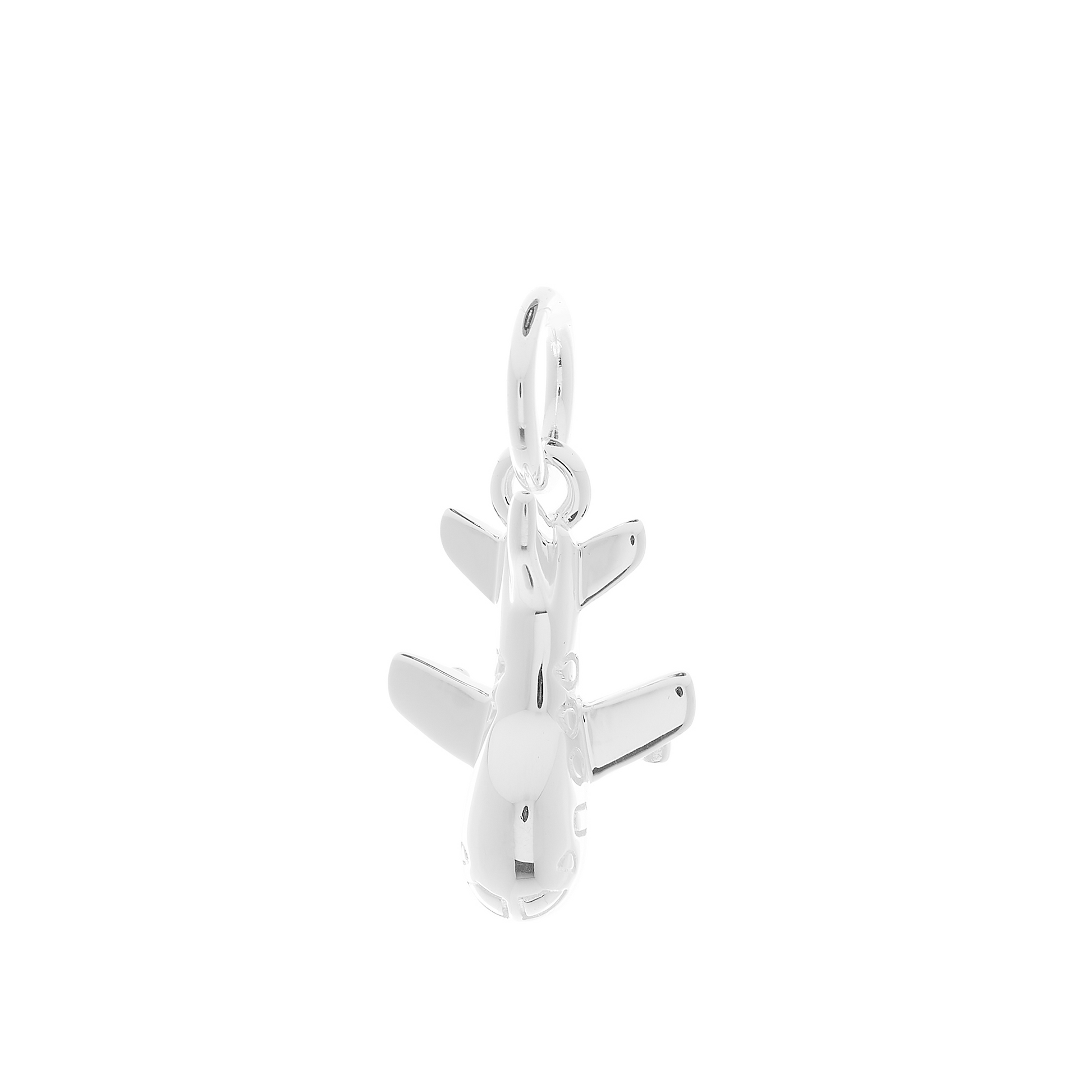 silver aeroplane bracelet charm passenger jet 360 view