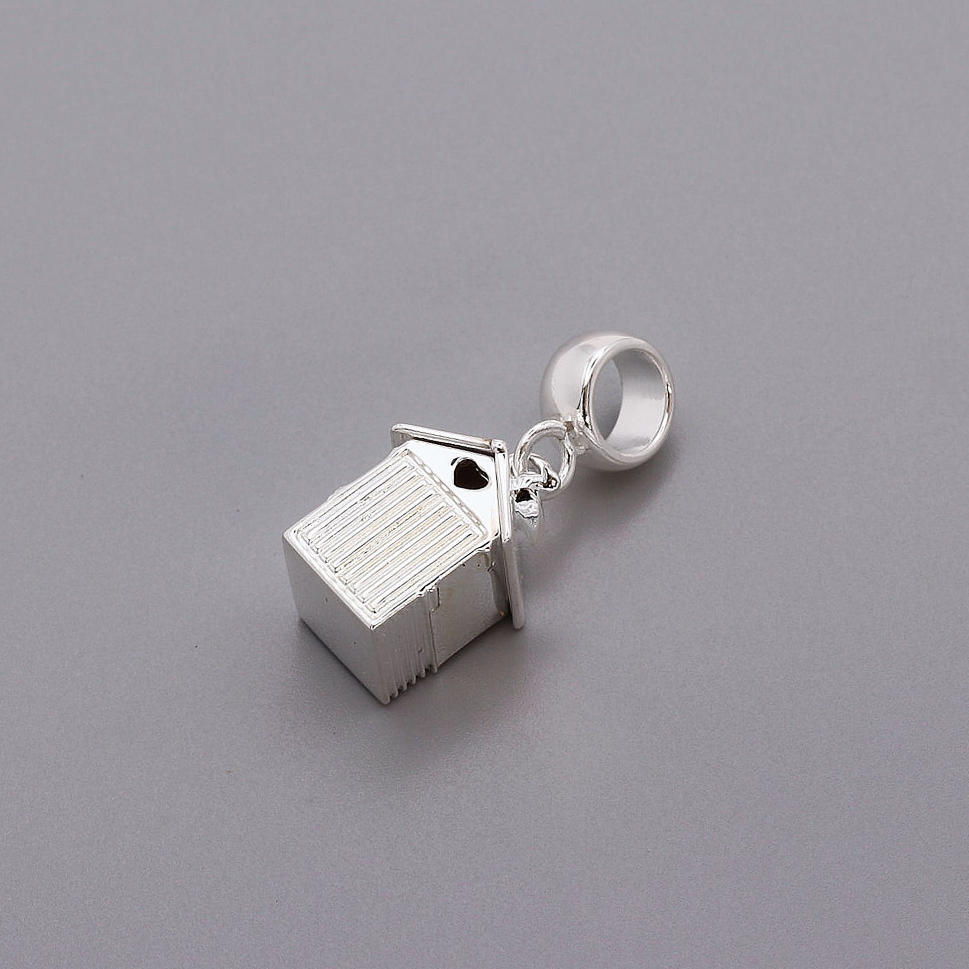 silver bead hut charm on charm carrier pandora compatible