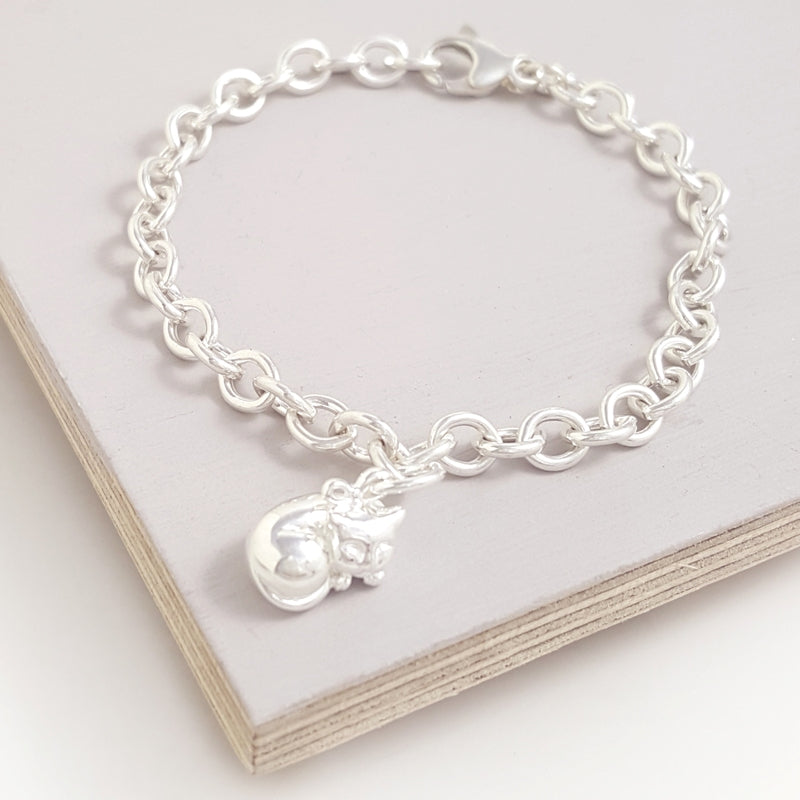 Cat Silver Charm