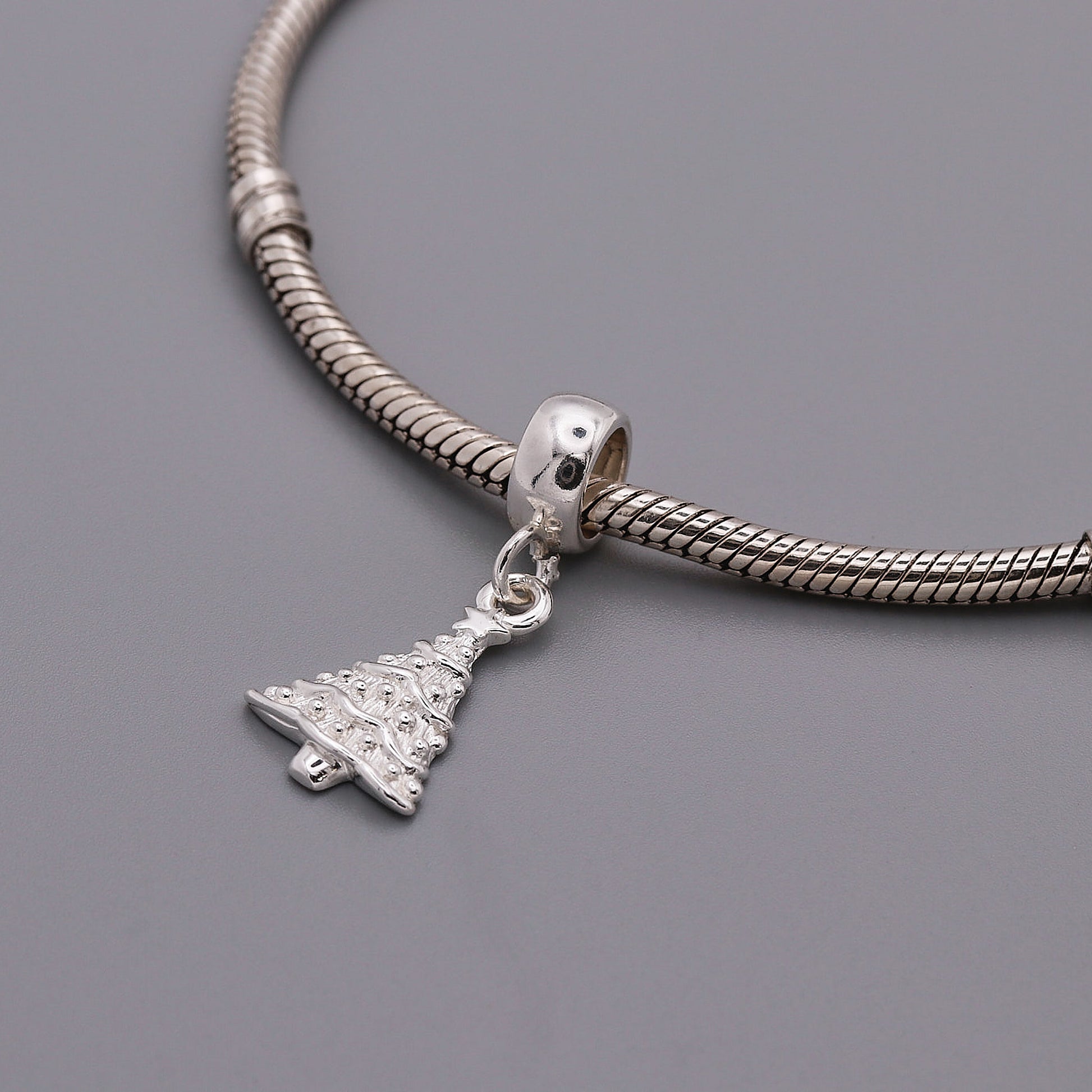 silver christmas tree charm fits pandora bracelet