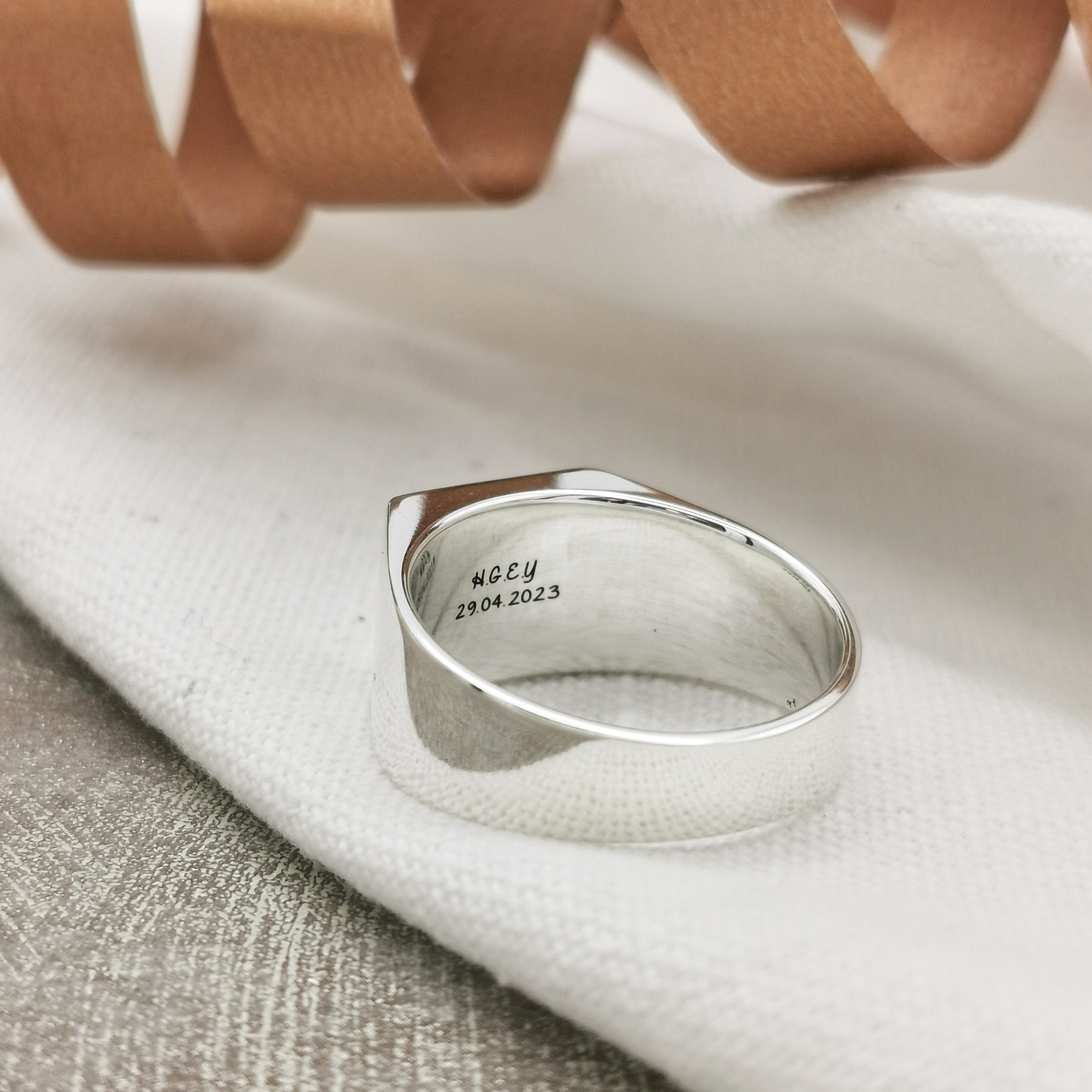 custom engraving inside mens signet ring 