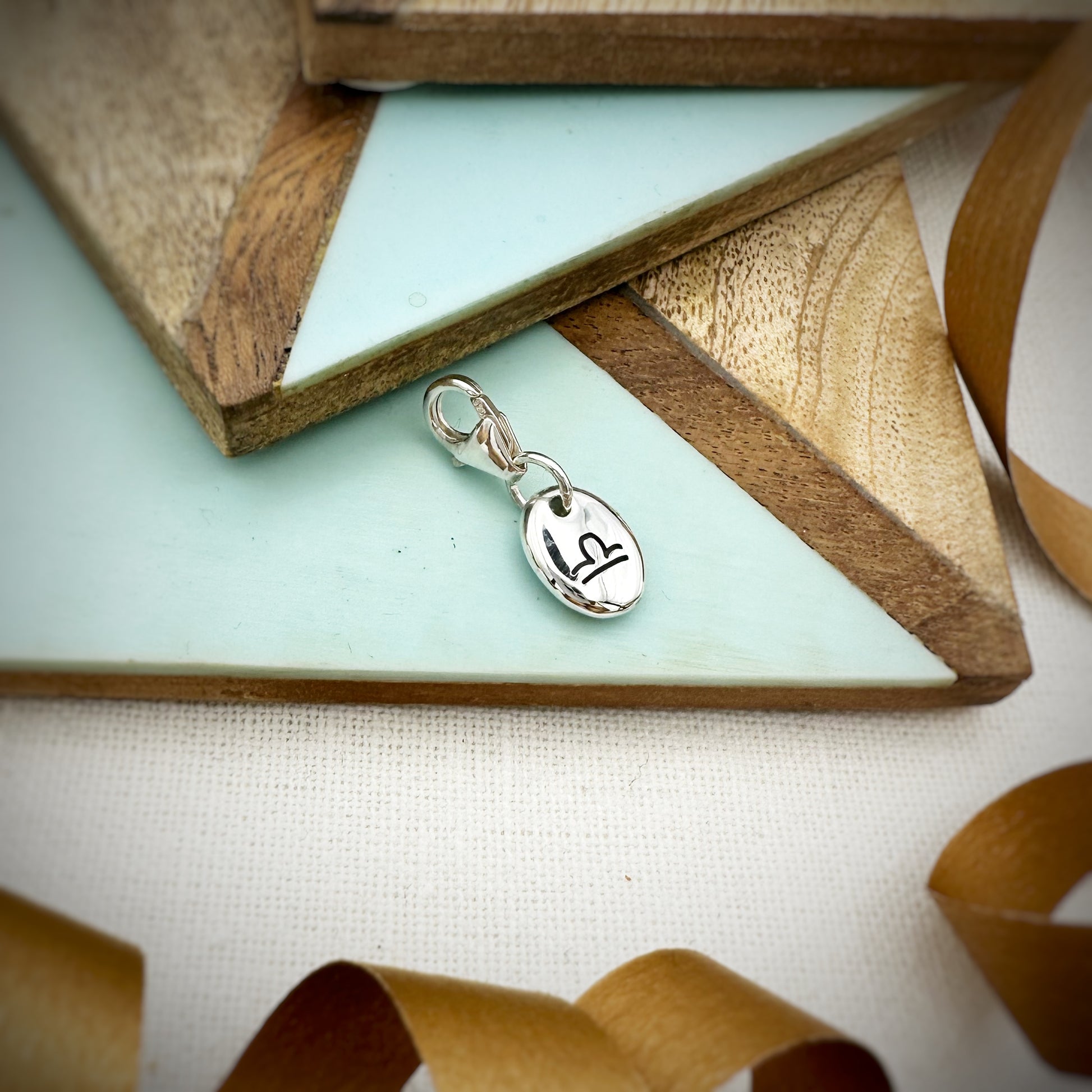 libra zodiac star sign silver clip on charm