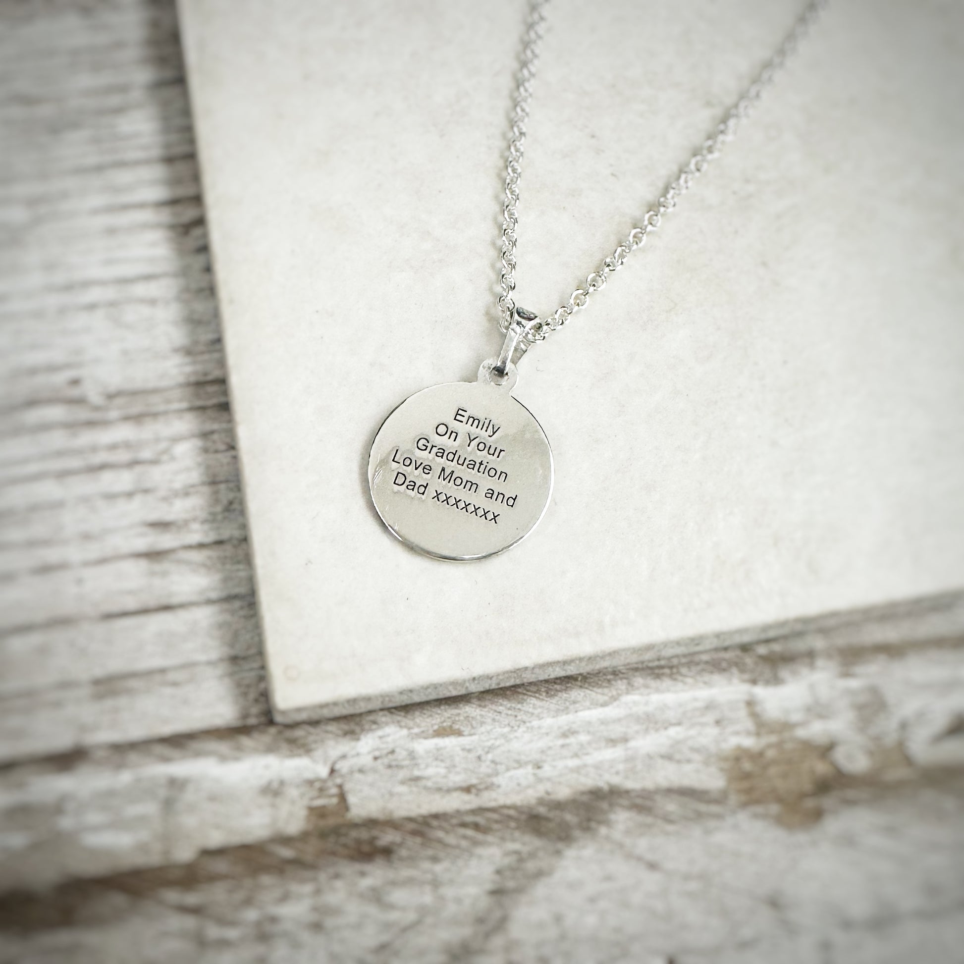 small polished saint christopher necklace engraved on the back gift for graduation