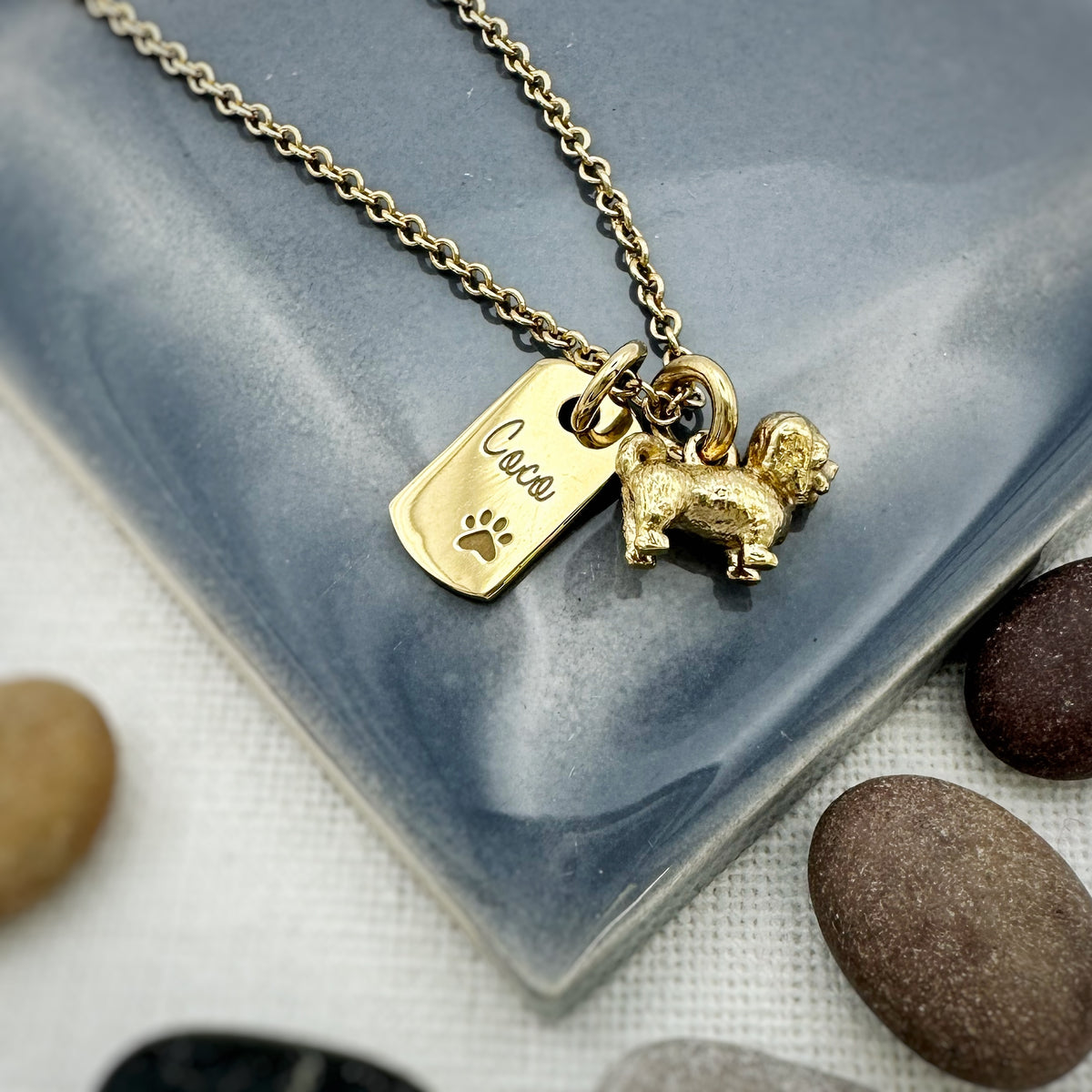 Shih Tzu Personalised Silver Dog Tag Necklace