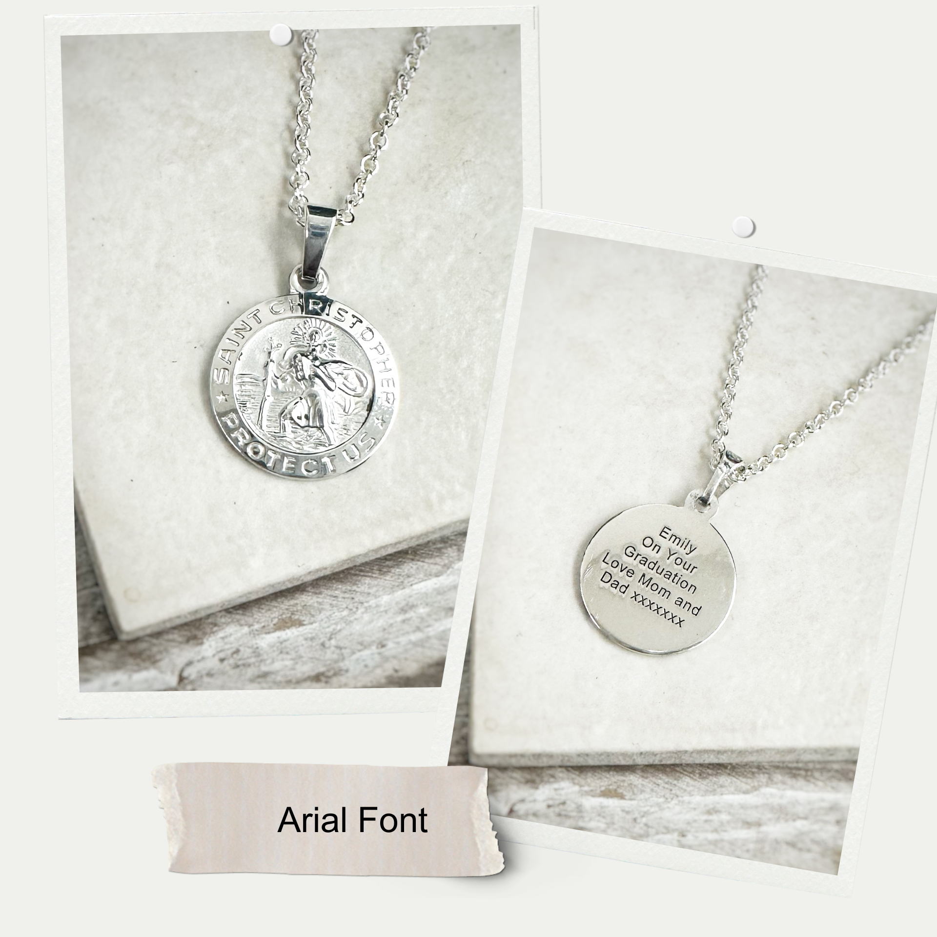 small polished saint christopher necklace engraved on the back gift for graduation
