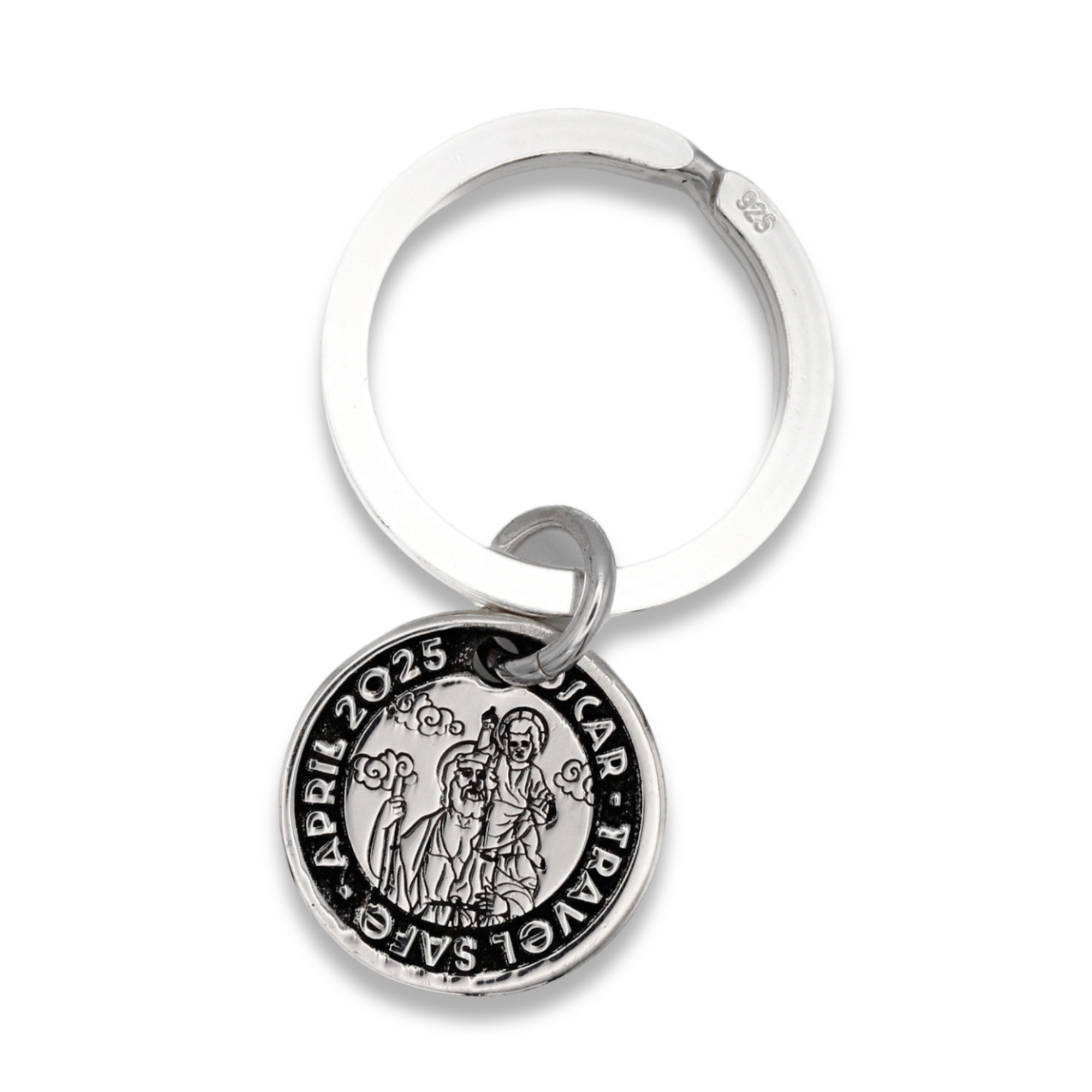 silver saint christopher keyring personalized