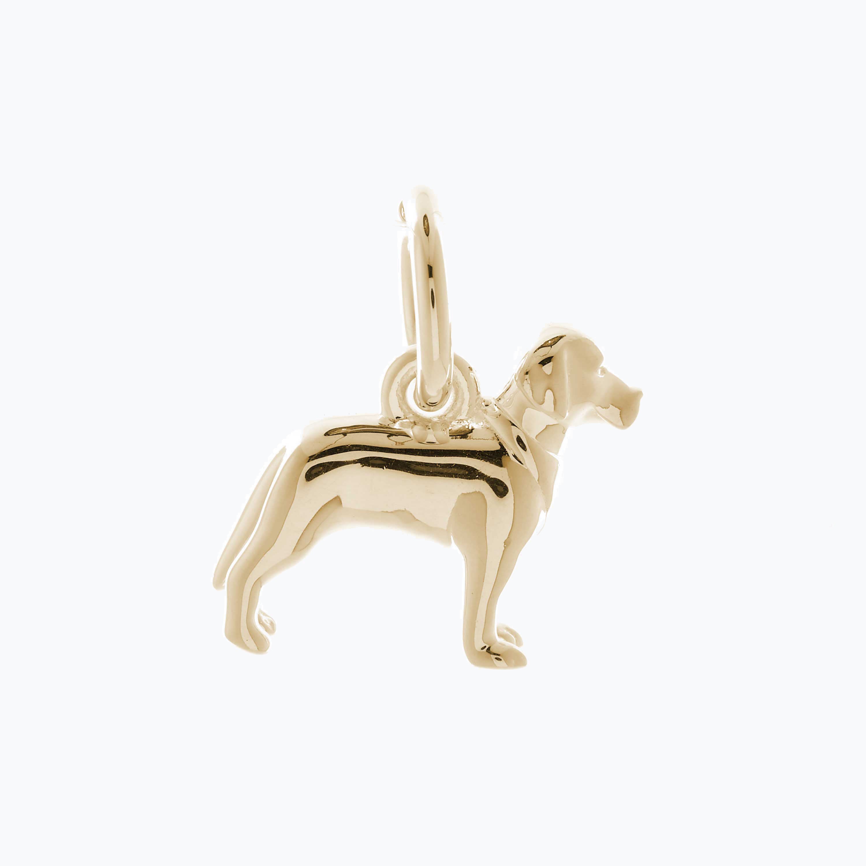 Solid 9ct gold Labrador charm with tiny bandana (optional), perfect for a charm bracelet or necklace.