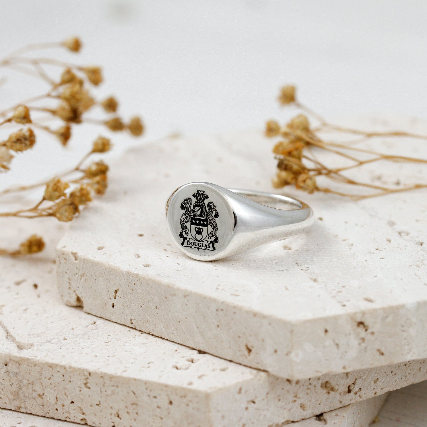 custom engraved family crest silver signet ring