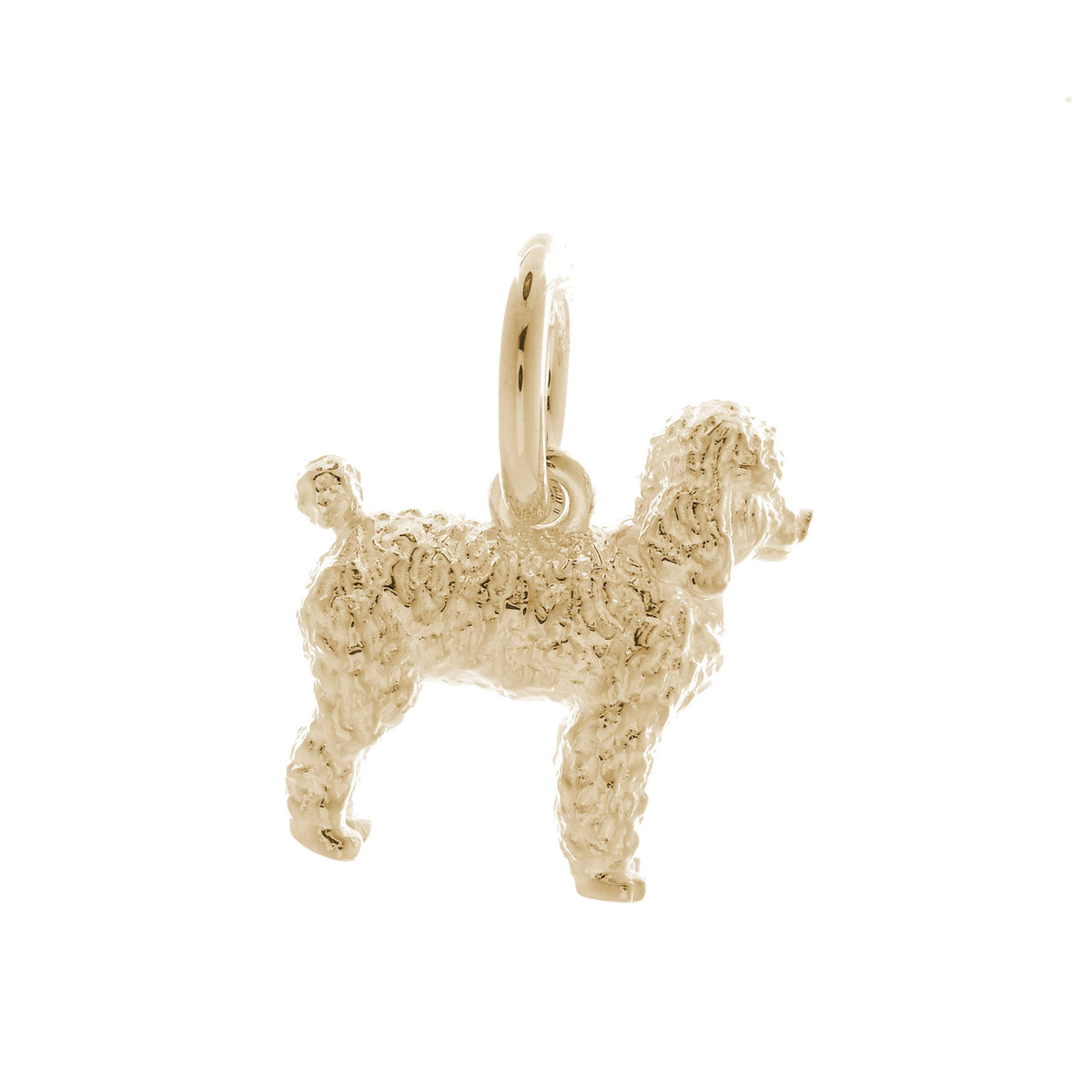 Solid 9ct gold Poodle charm with tiny bandana (optional), perfect for a charm bracelet or necklace.