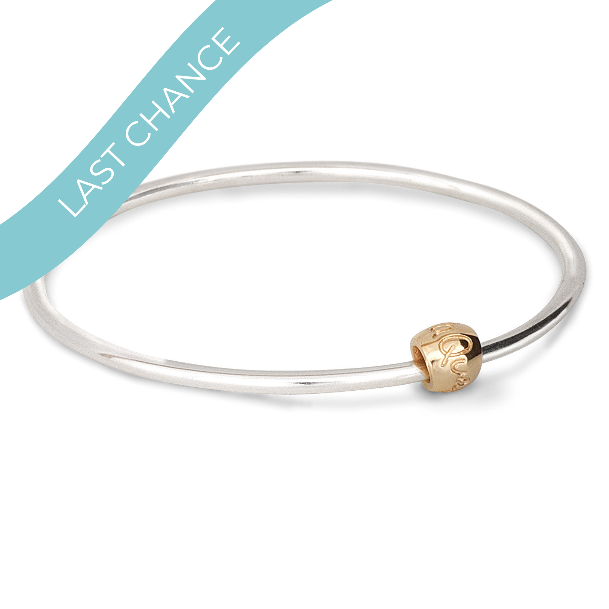 Que Sera Silver & Solid Gold Bangle