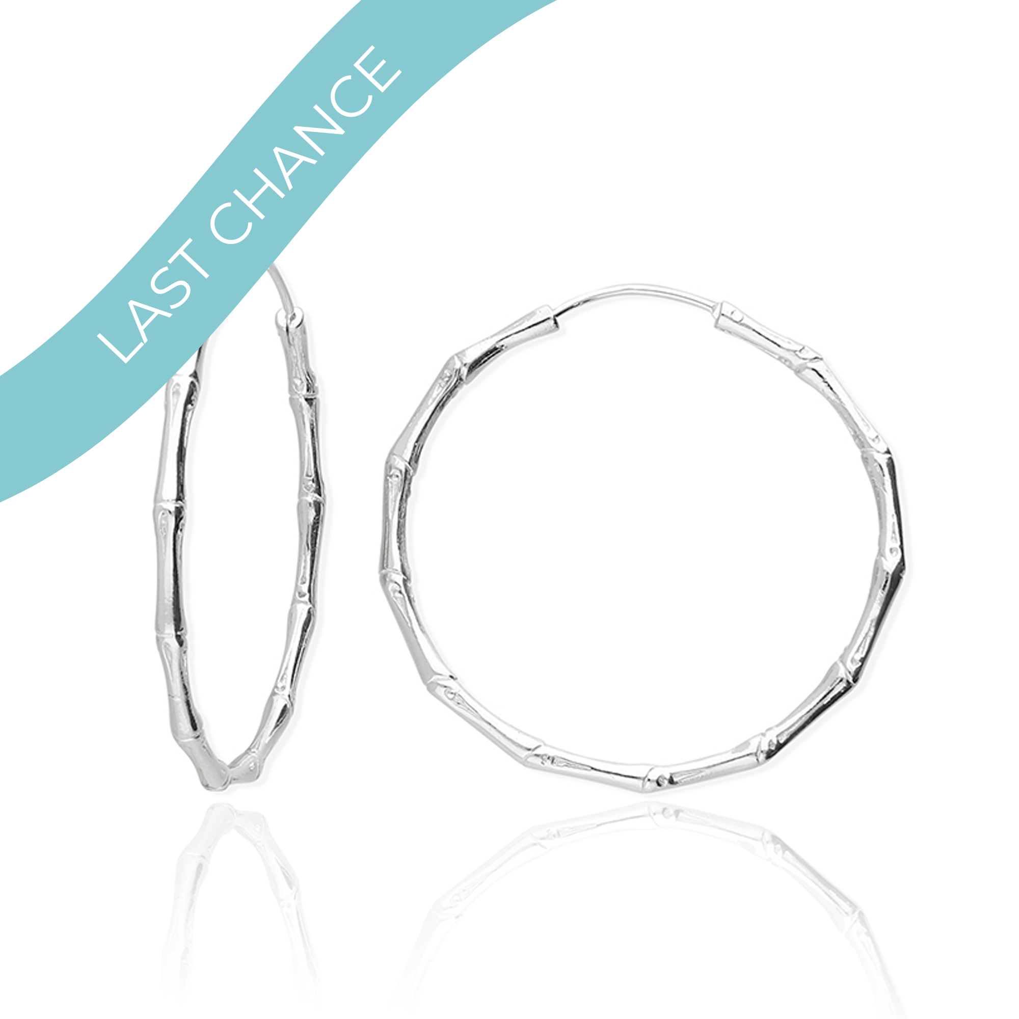 Bamboo Silver Hoop Earrings