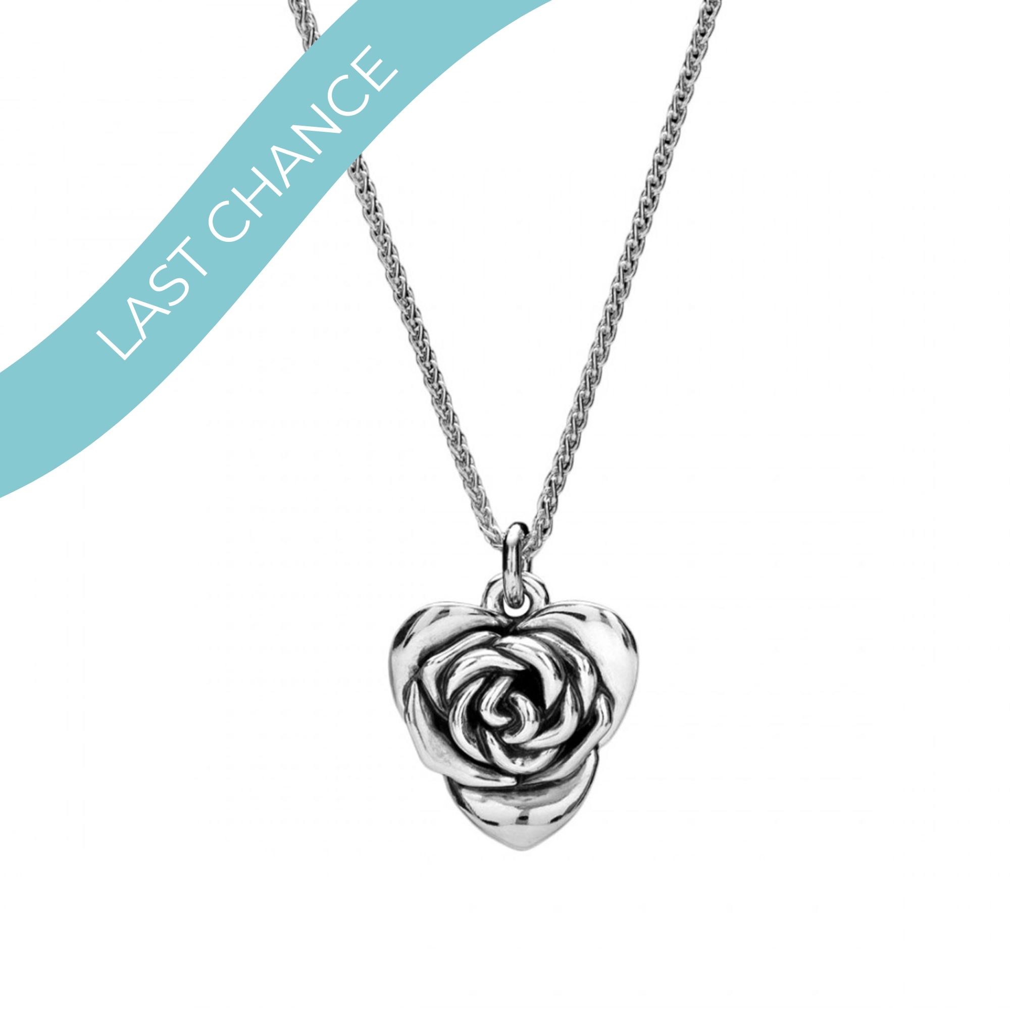 Heart Shaped Rose Silver Necklace