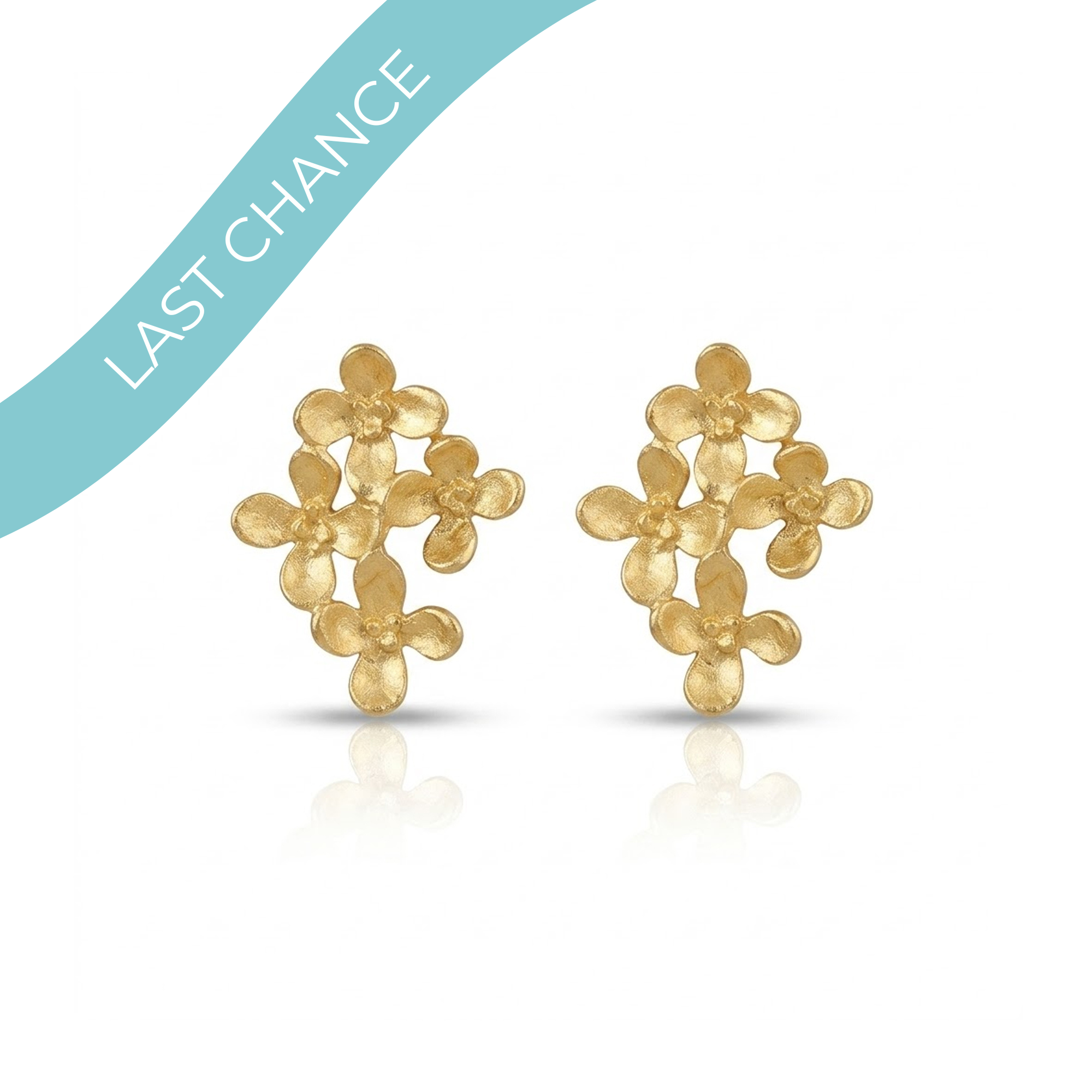 Jasmine Flower Cluster Stud Earrings - 18ct Gold Plated