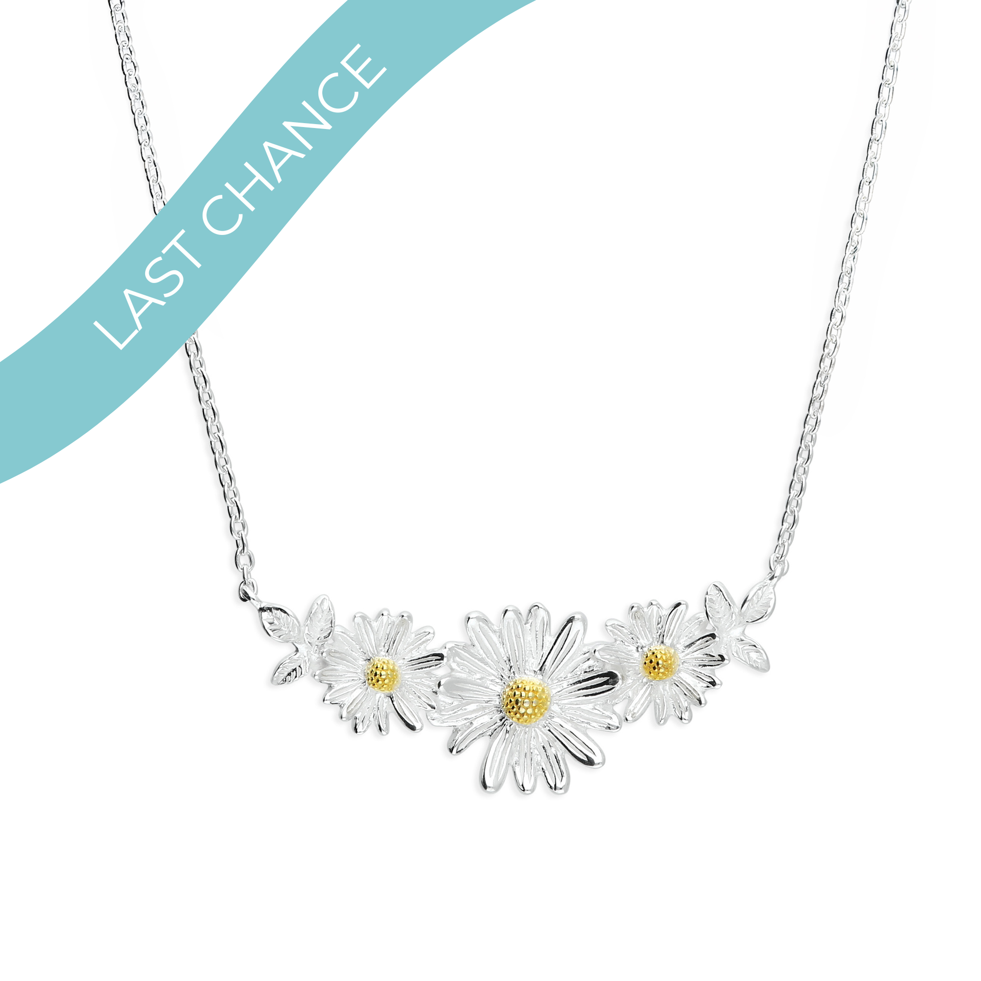 Daisy Cluster Silver & Gold Necklace