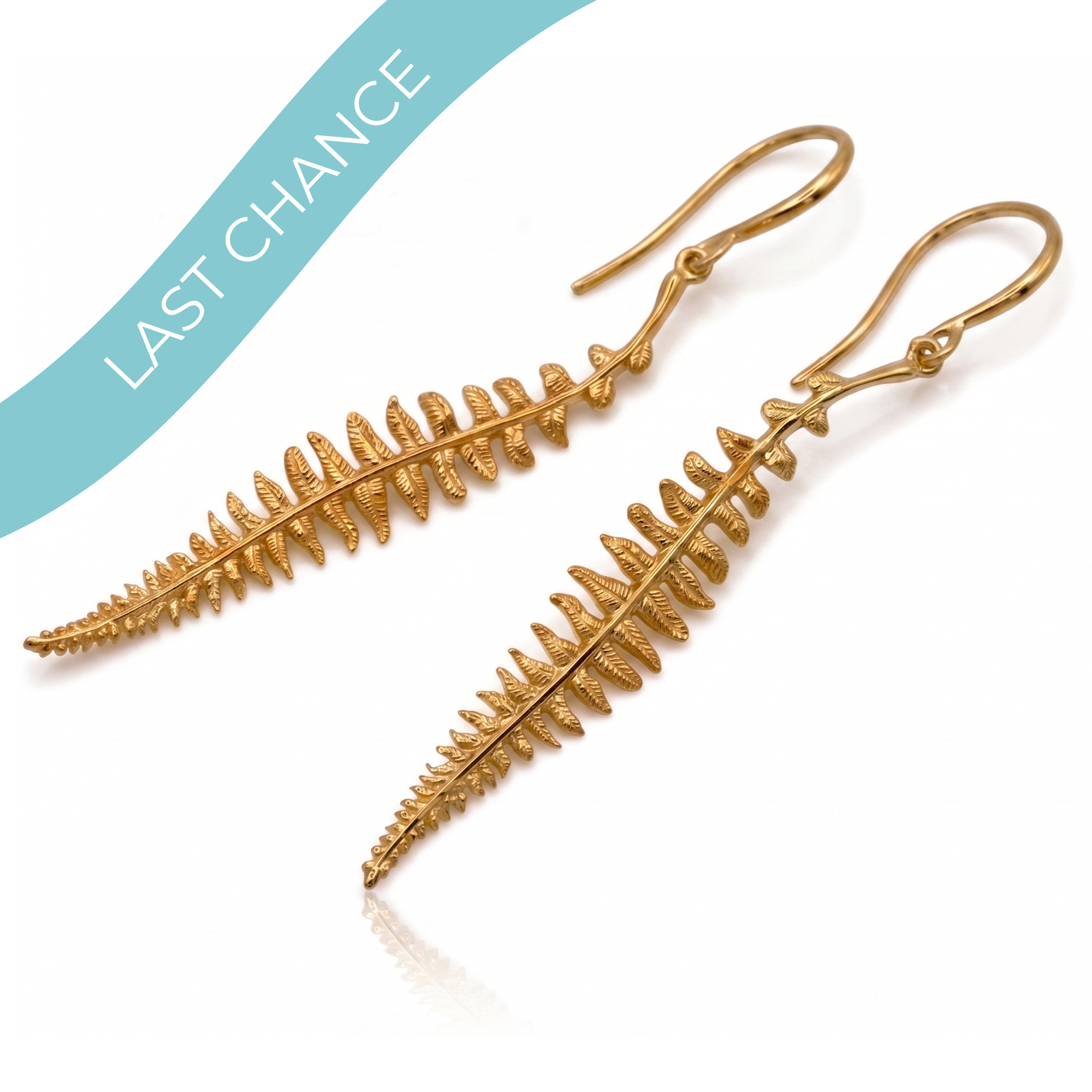 Fern Hook Gold Plated Silver Earrings