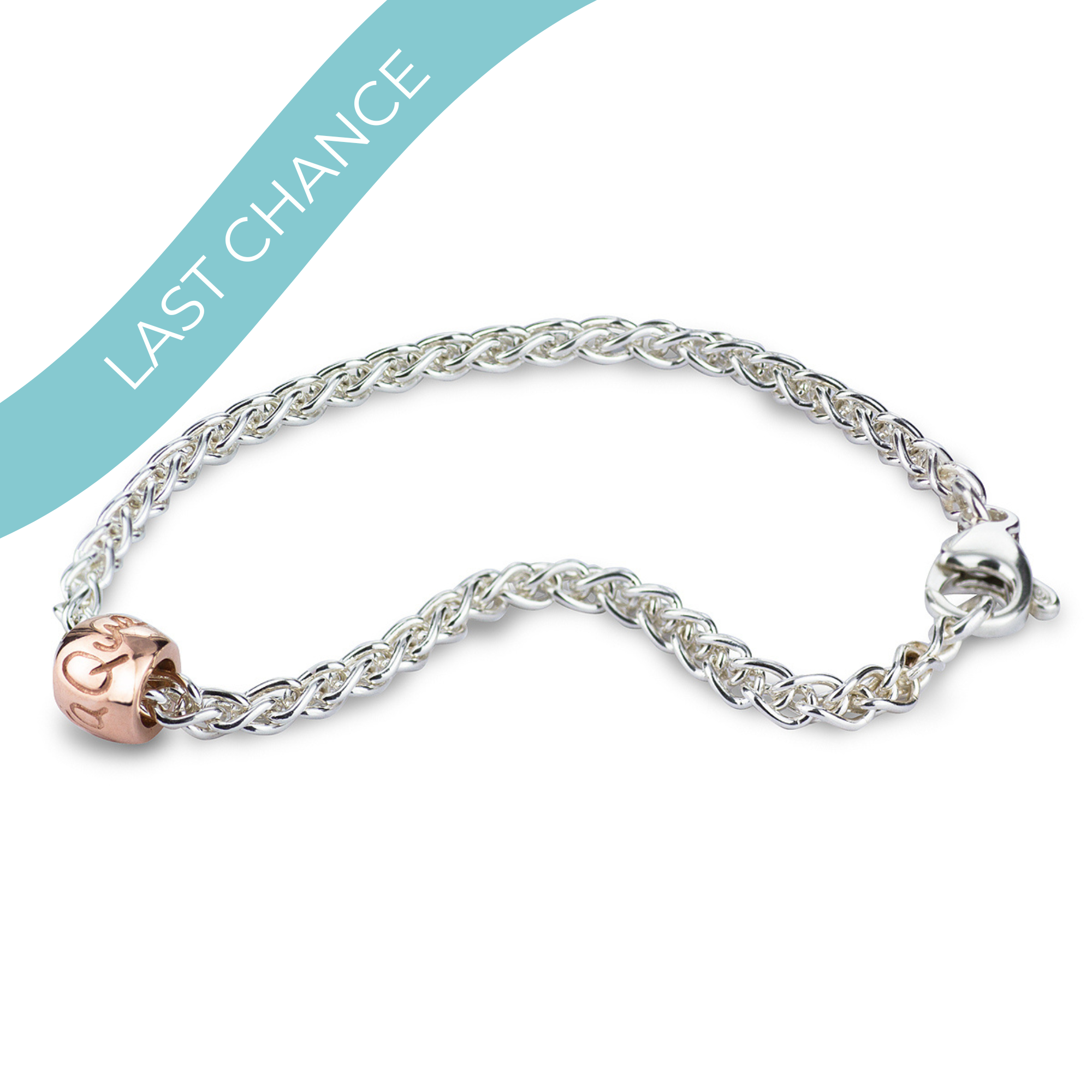 Que Sera Silver & Solid Rose Gold Bracelet