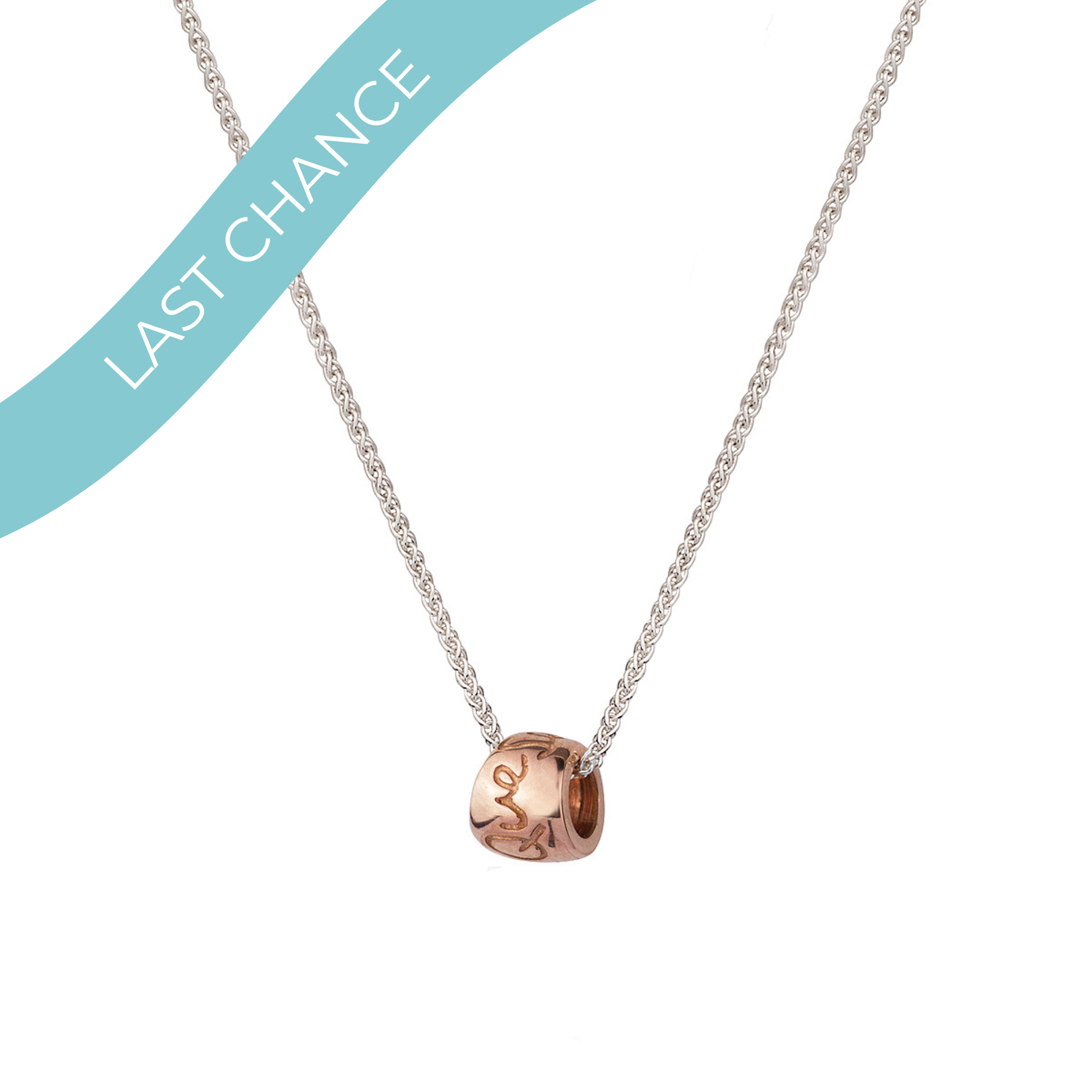 Que Sera Silver & Solid Rose Gold Necklace