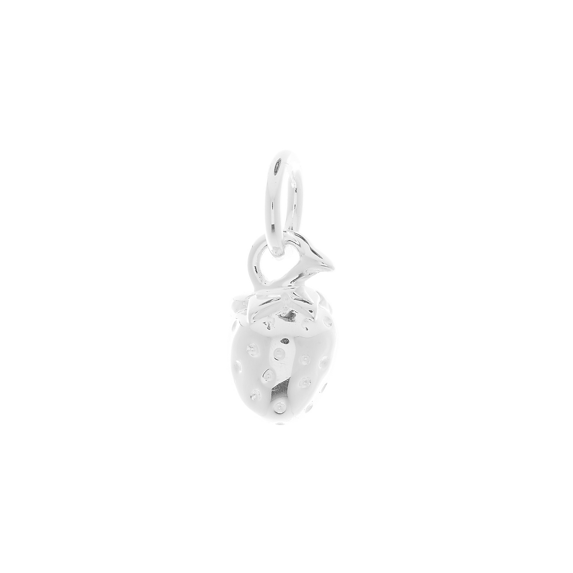 silver strawberry fruit charm summer jewellery for charm bracelet 360 view