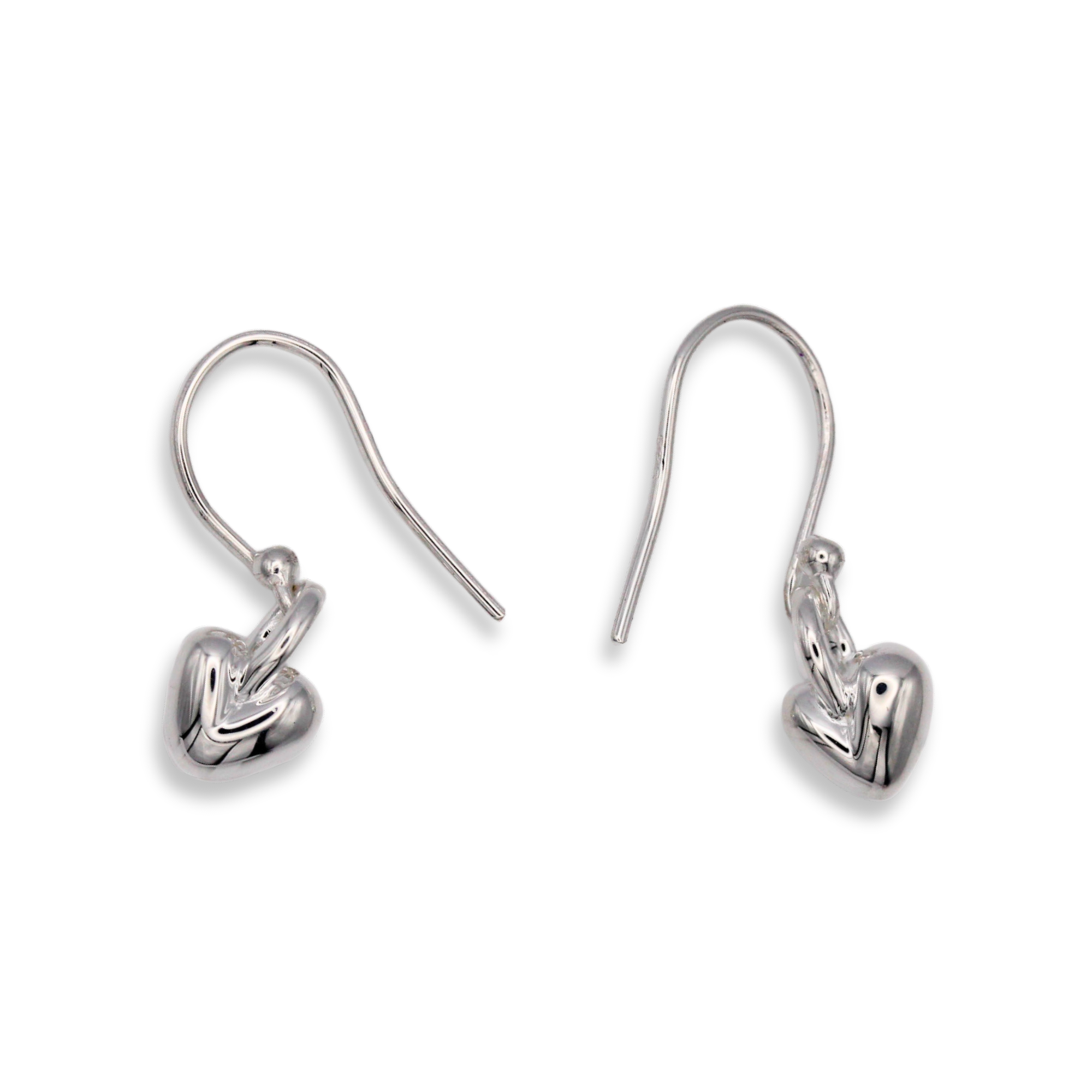 silver heart hook earrings