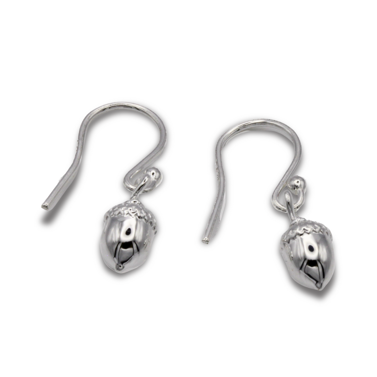 silver acorn hook drop earrings