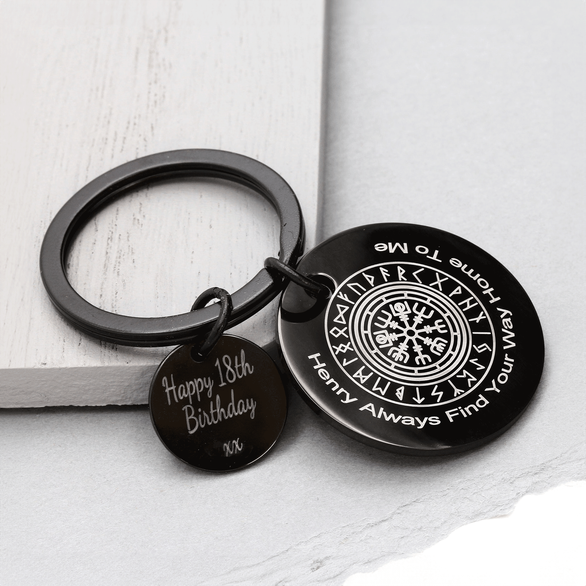 viking vegvisir travel rune personalised keyring gift for 18th birthday