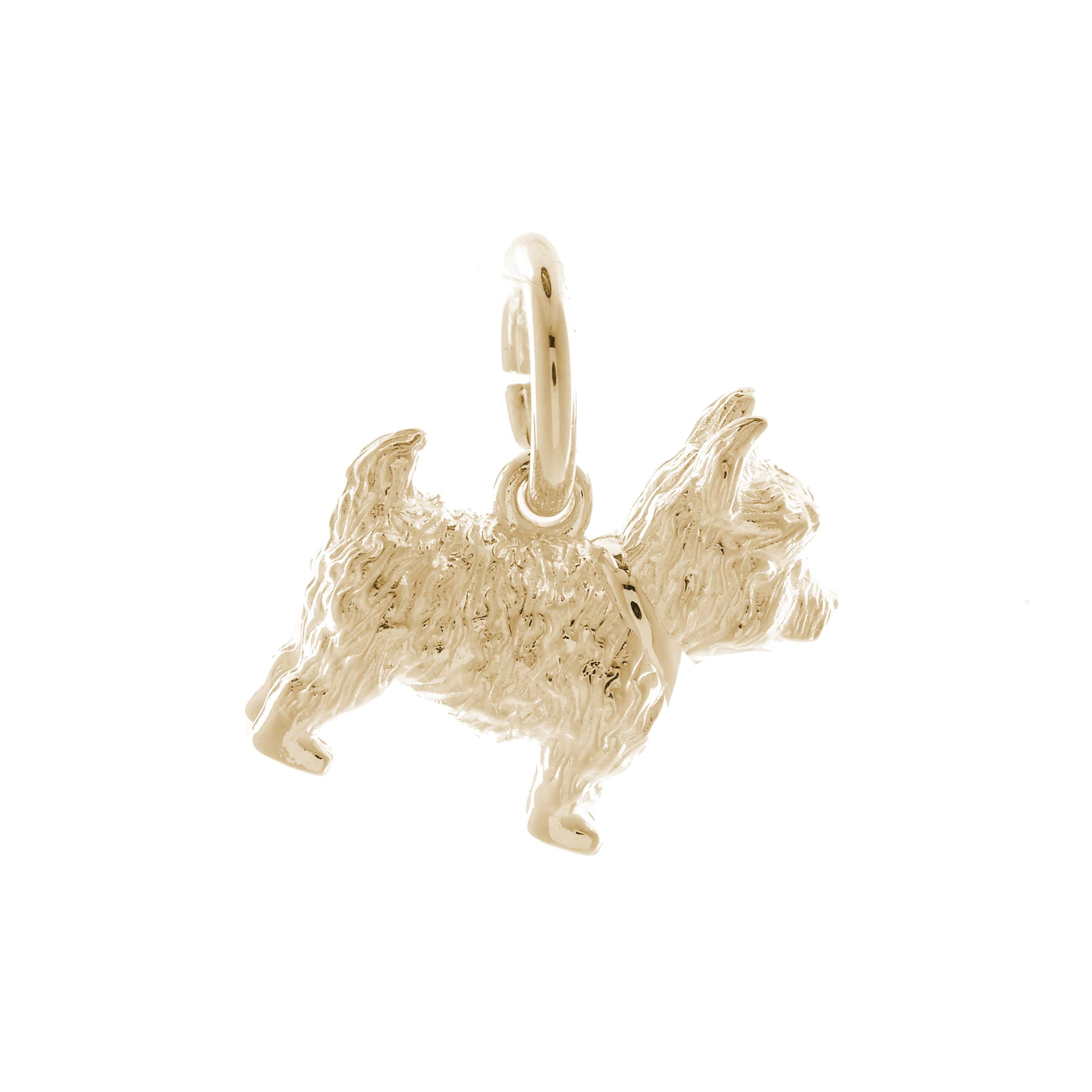 Solid 9ct gold Westie charm with tiny bandana (optional), perfect for a charm bracelet or necklace.