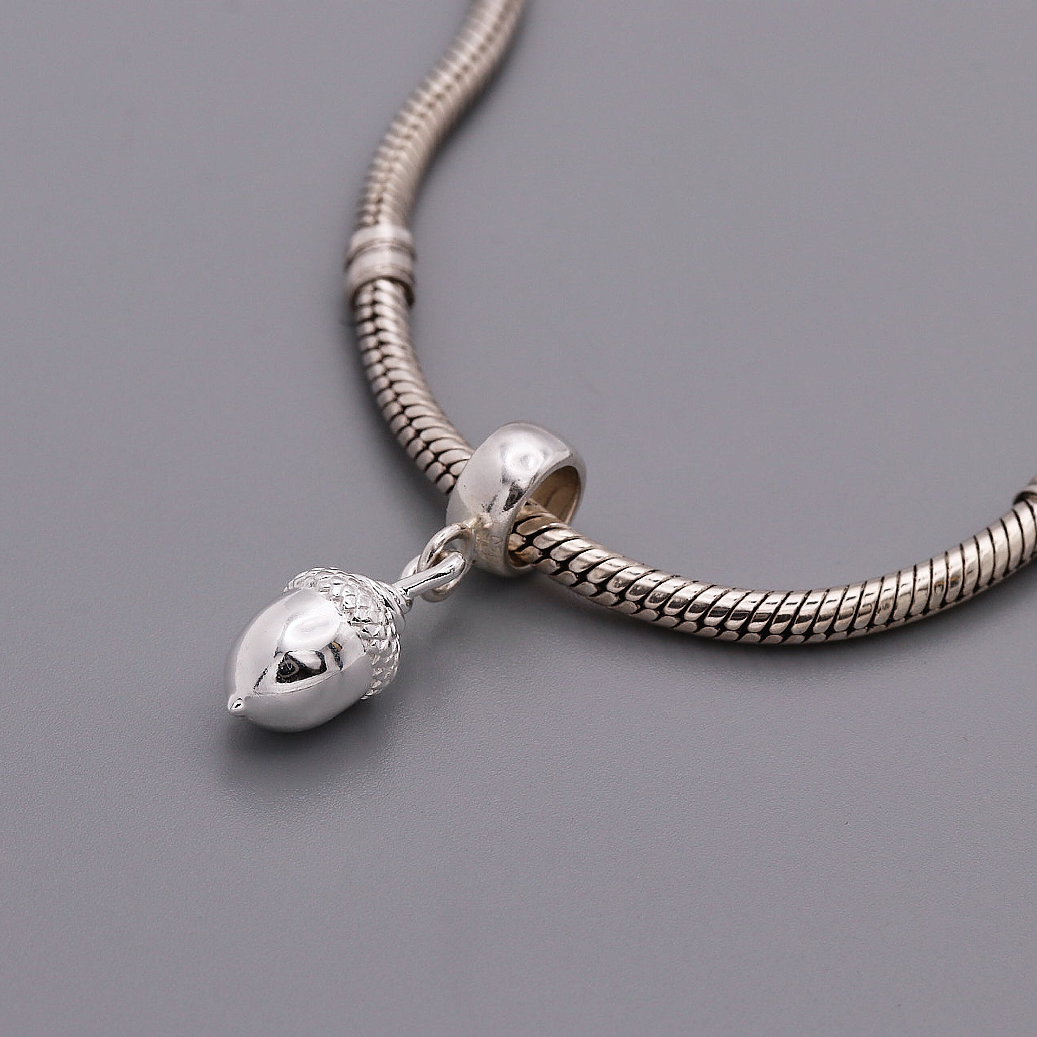 Acorn Silver Charm