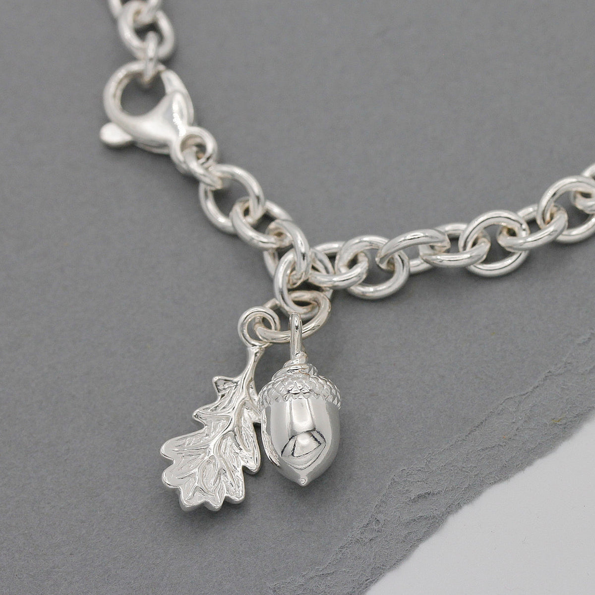 acorn and oak leaf charm bracelet UK made