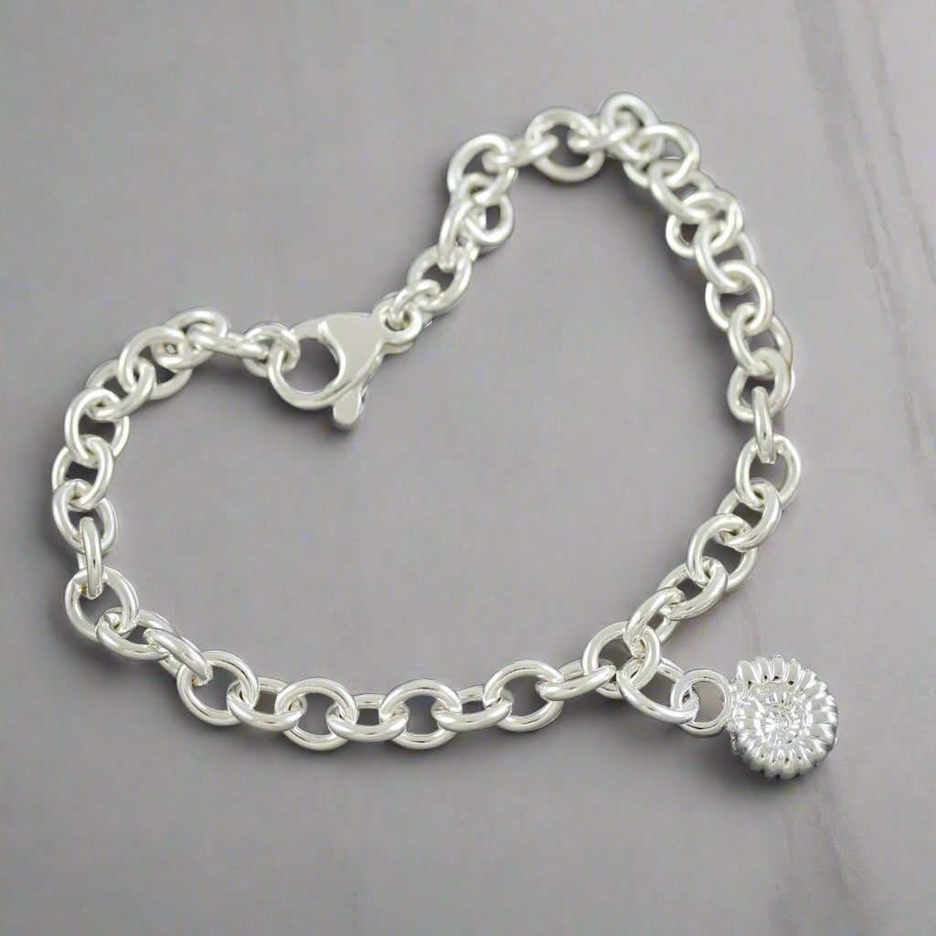 ammonite silver charm bracelet