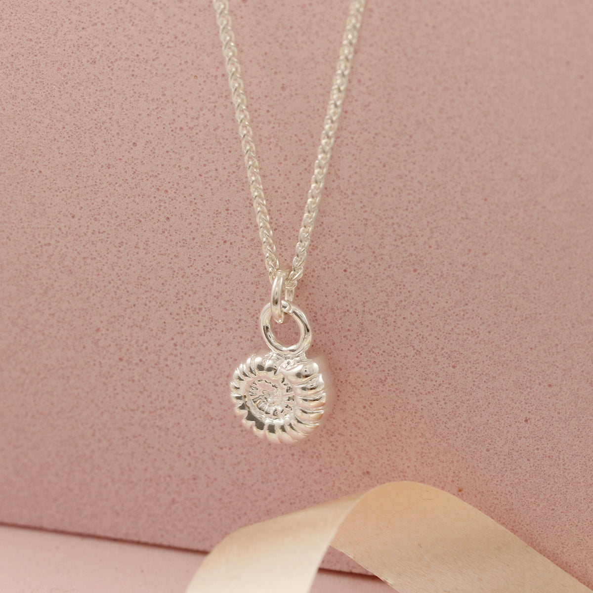 ammonite silver charm necklace